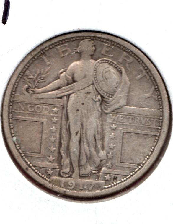 1917 type 1 STANDING LIBERTY QUARTER A DECENT FINE COIN.. BUY IT NOW #c596