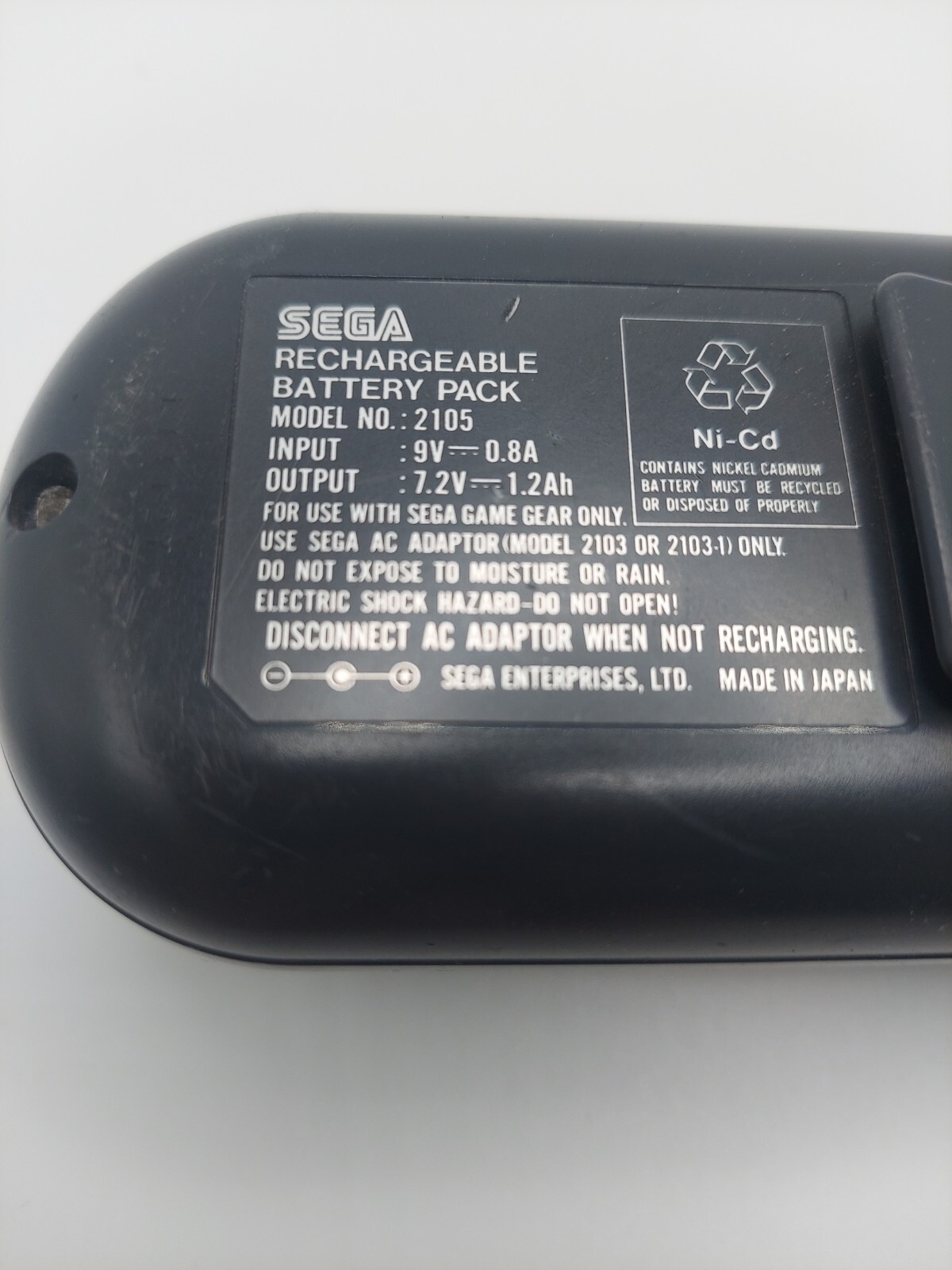 OEM Sega Game Gear System Console Rechargeable Battery Pack Model 2105 UNTESTED