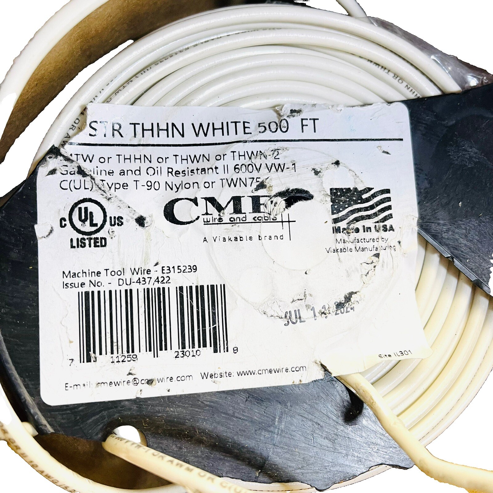 MACHINE TOOL WIRE E315238 / DU-437 WIRE 600V WHITE 500FT