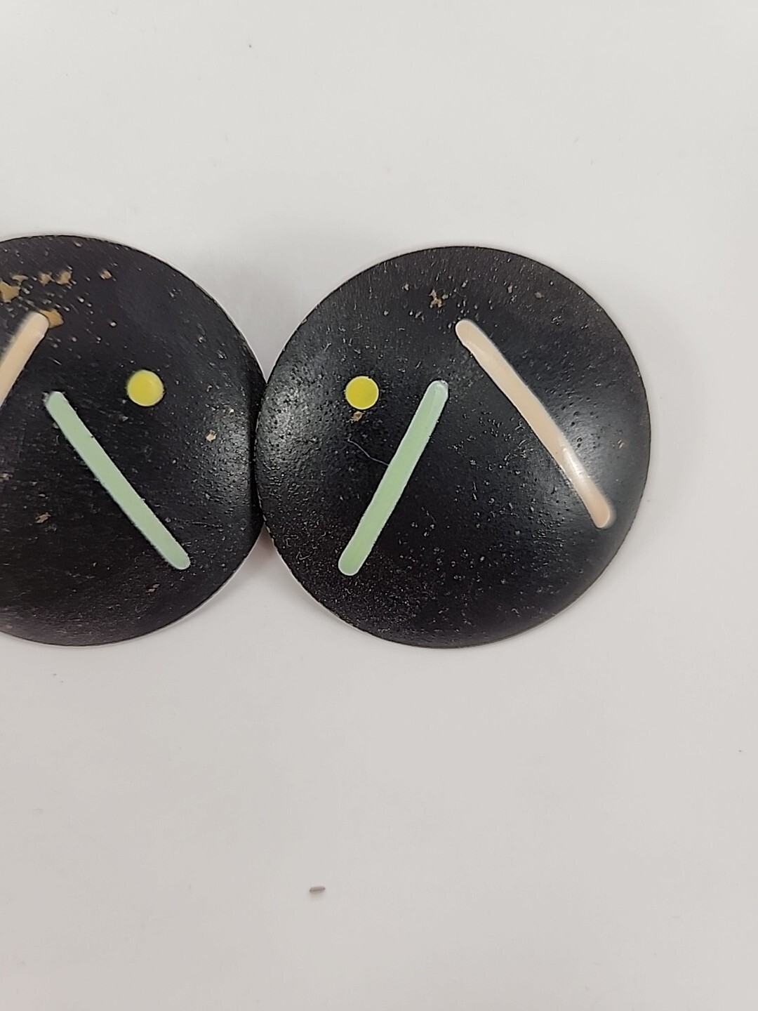 Black Round Abstract Retro Pierced Earrings FAST SHIPPING!!