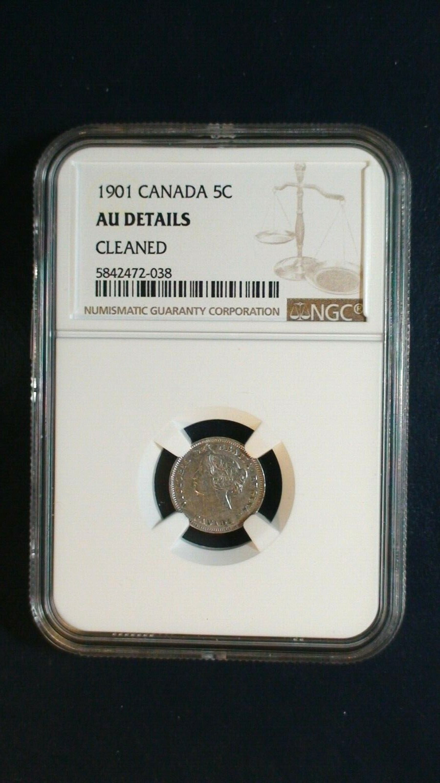 1901 Canada Five Cents NGC AU BETTER DATE SILVER 5C Coin BUY IT NOW!