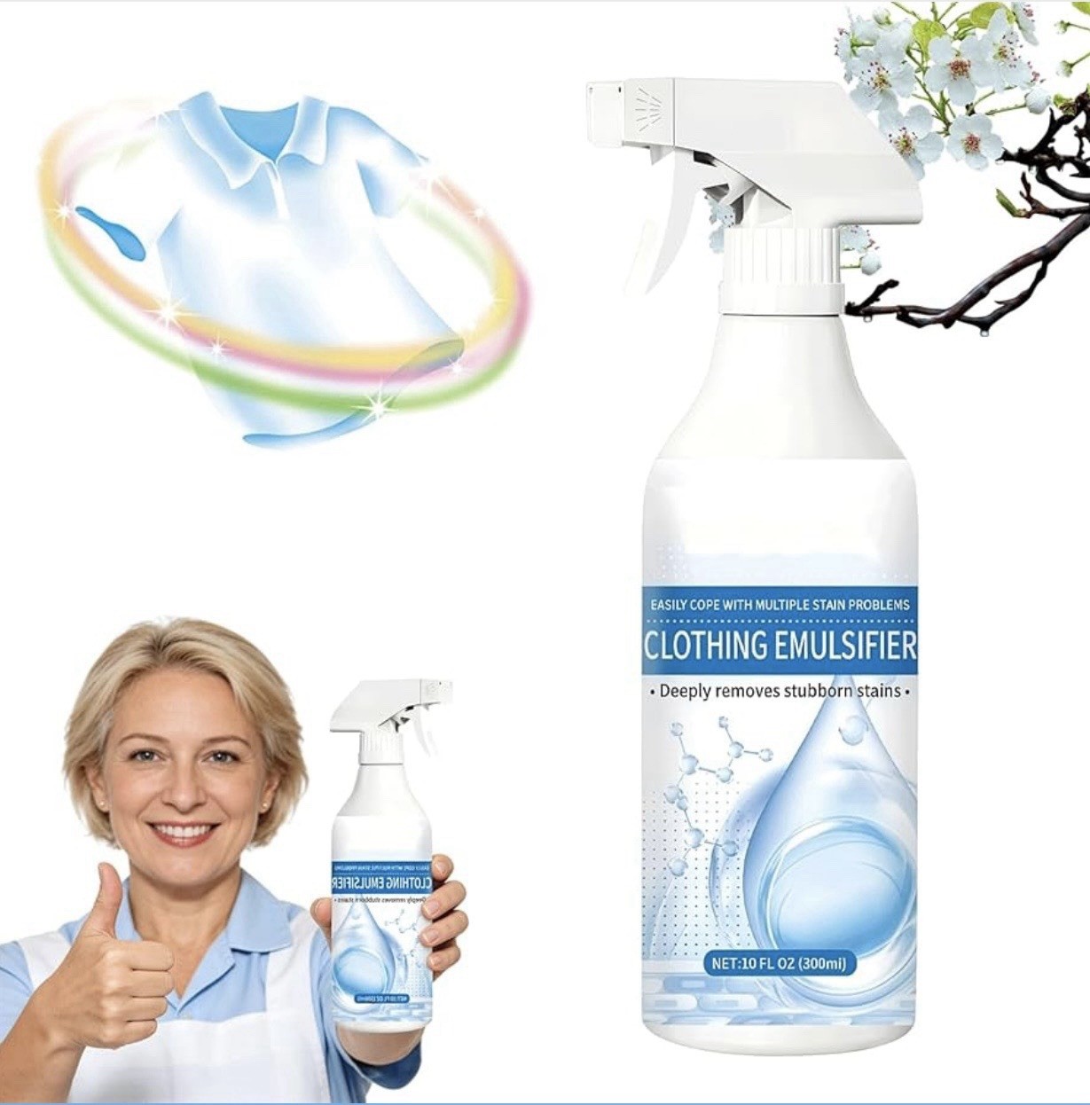 300ML Non Ionic Clothing Emulsifier Stain Remover Spray Active Enzyme Laundry