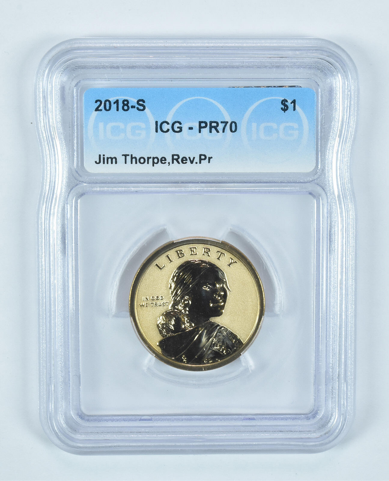 2018-S Sacagawea $1 Jim Thorpe Reverse Proof PR70 ICG