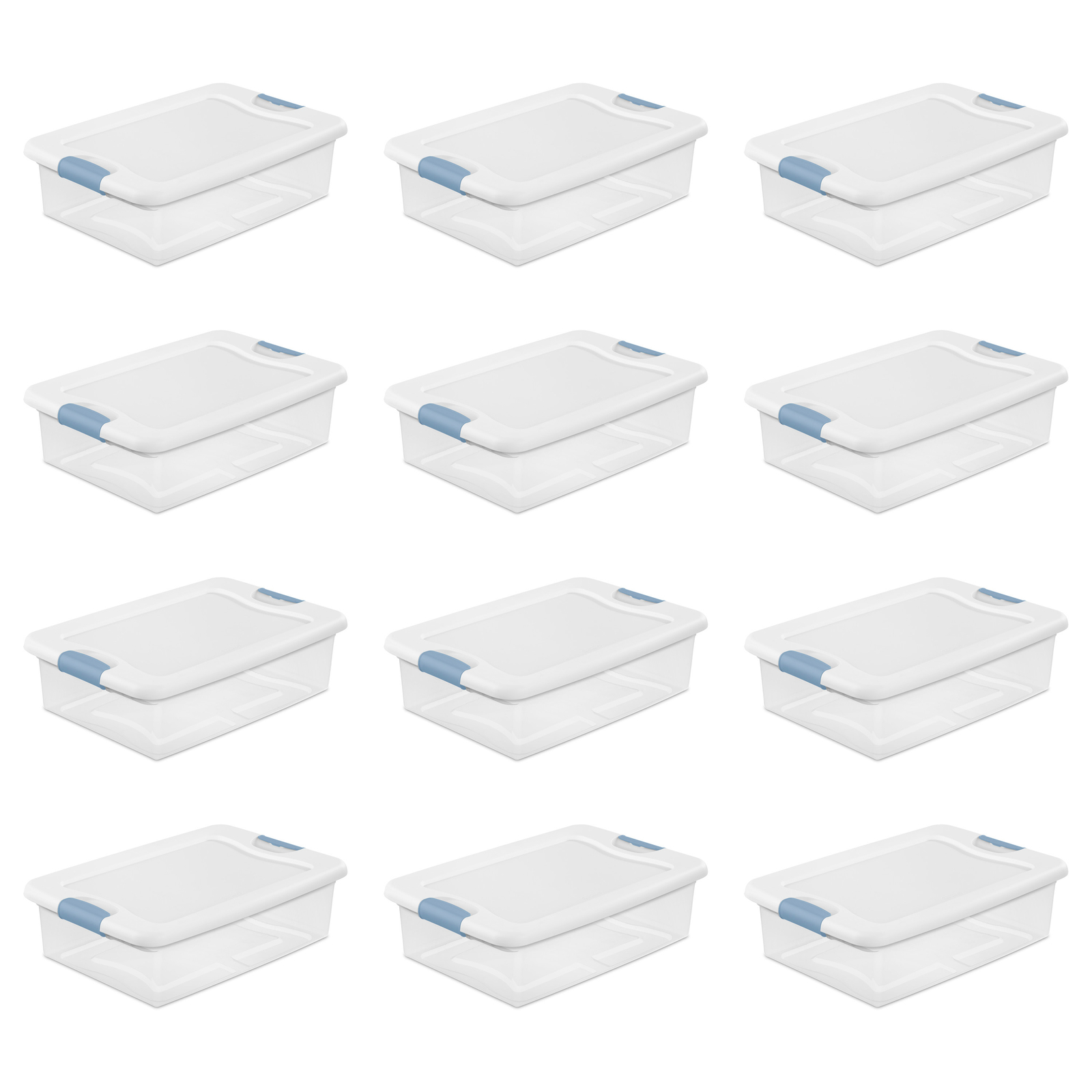 Sterilite 32 Qt Plastic Clear Stackable Latching Storage Box Container (12 Pack)