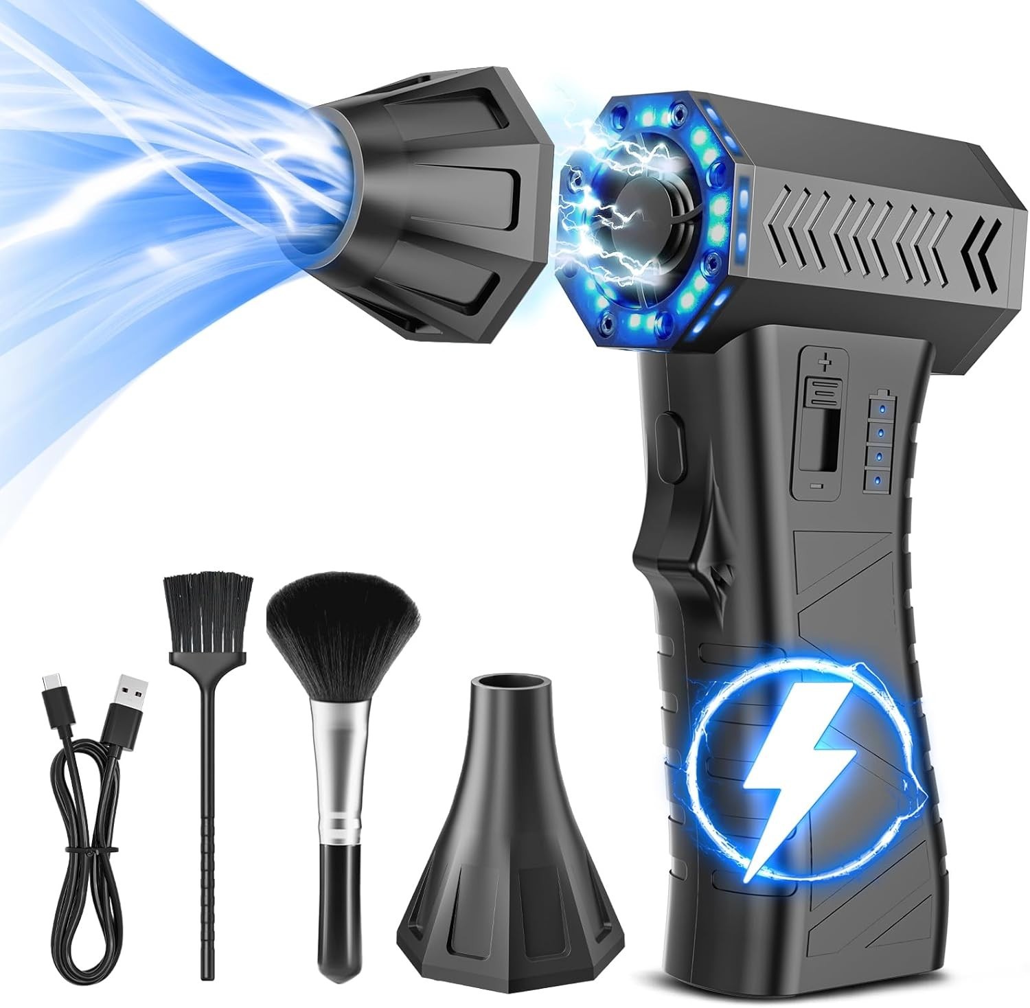 Soplador Aire 300000RPM Recargable 6 Velocidades para PC Auto Hogar