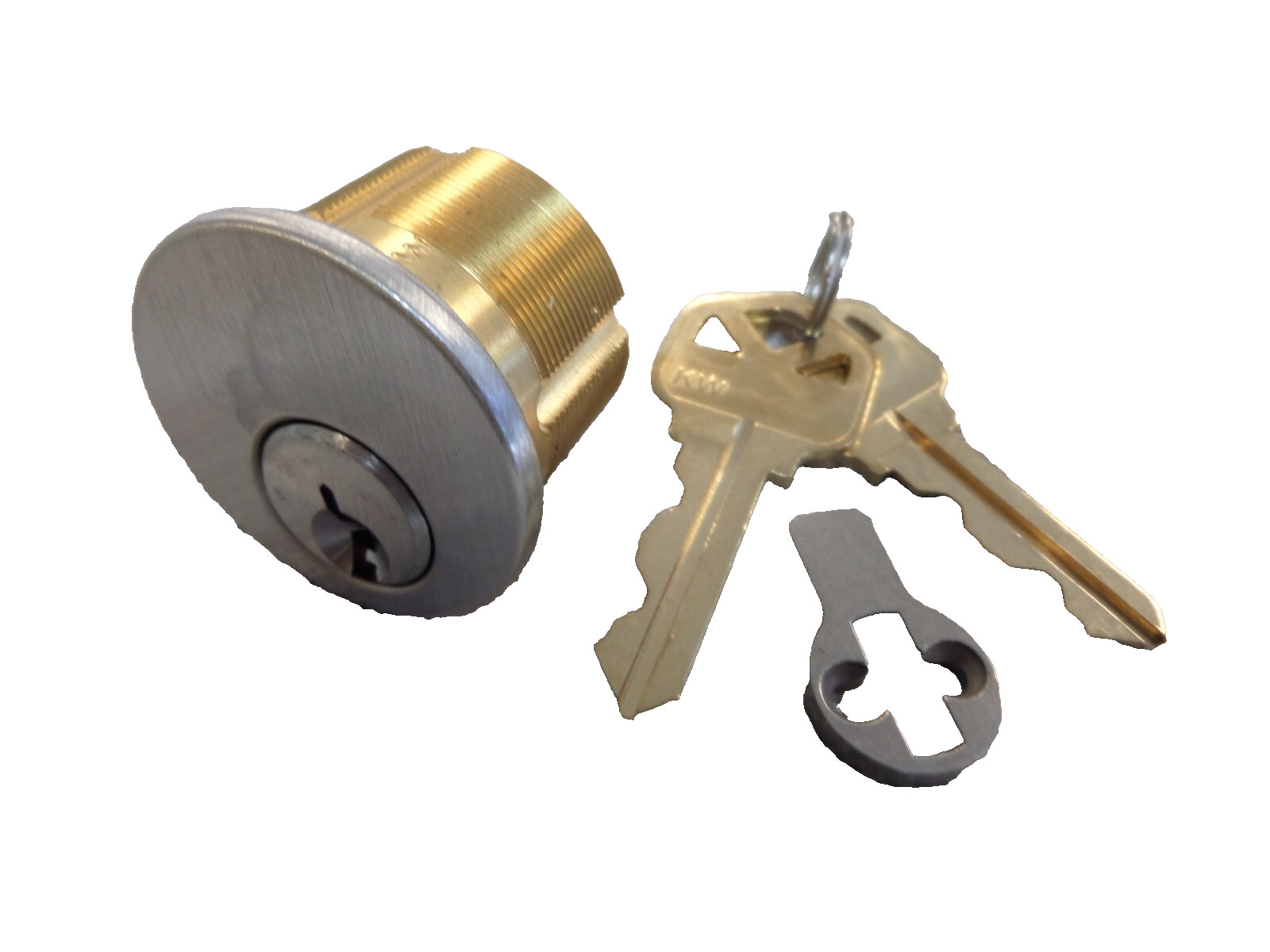 GMS M100KW26DAT 5 PIN KWIKSET KW1 KEYWAY 1" MORTISE LOCK CYLINDER SATIN ALUMINUM
