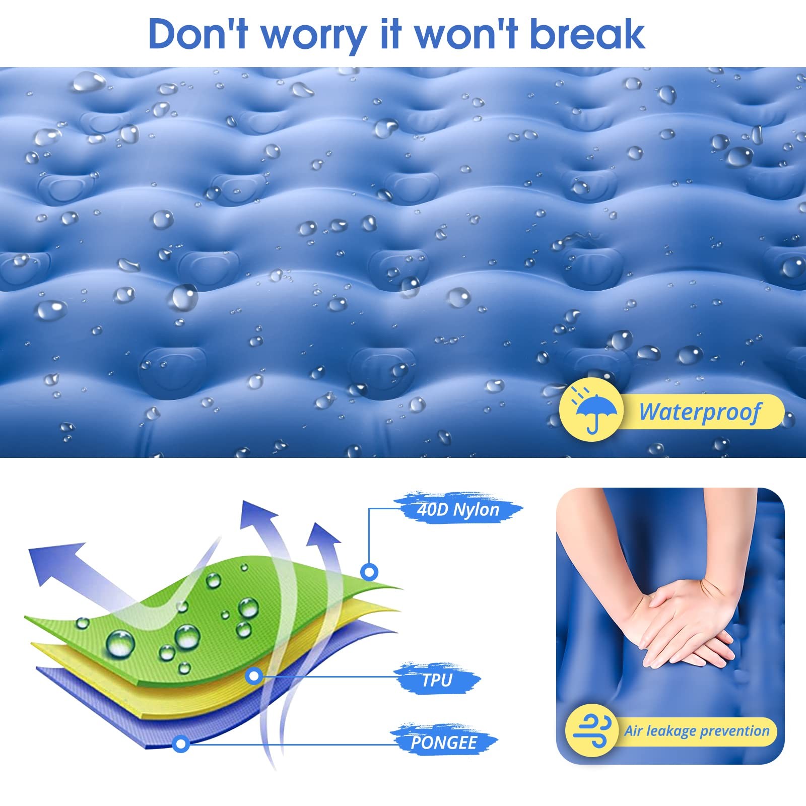 Camping Sleeping Pads，Extra Thick 5 Inch Inflatable Sleeping Mat with Pillow ...