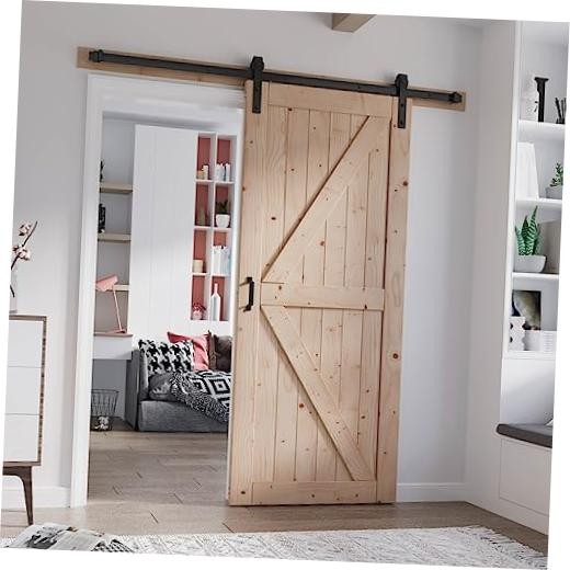 36in x 84in Wood Barn Door with 6.6FT Hardware Kit - K Shape