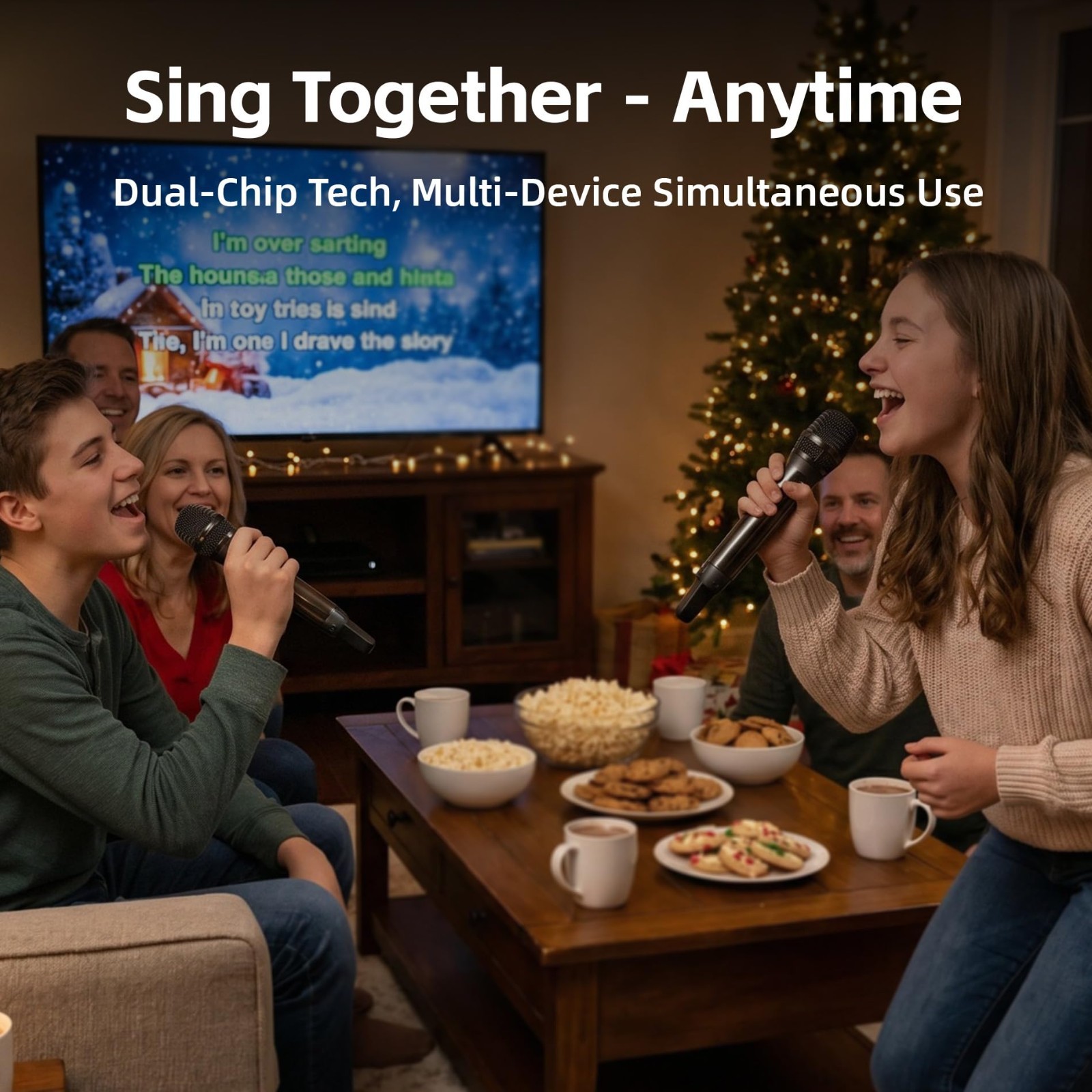 Dual Wireless Microphones for Karaoke - 500ft Range, LED Display, Handheld Mics