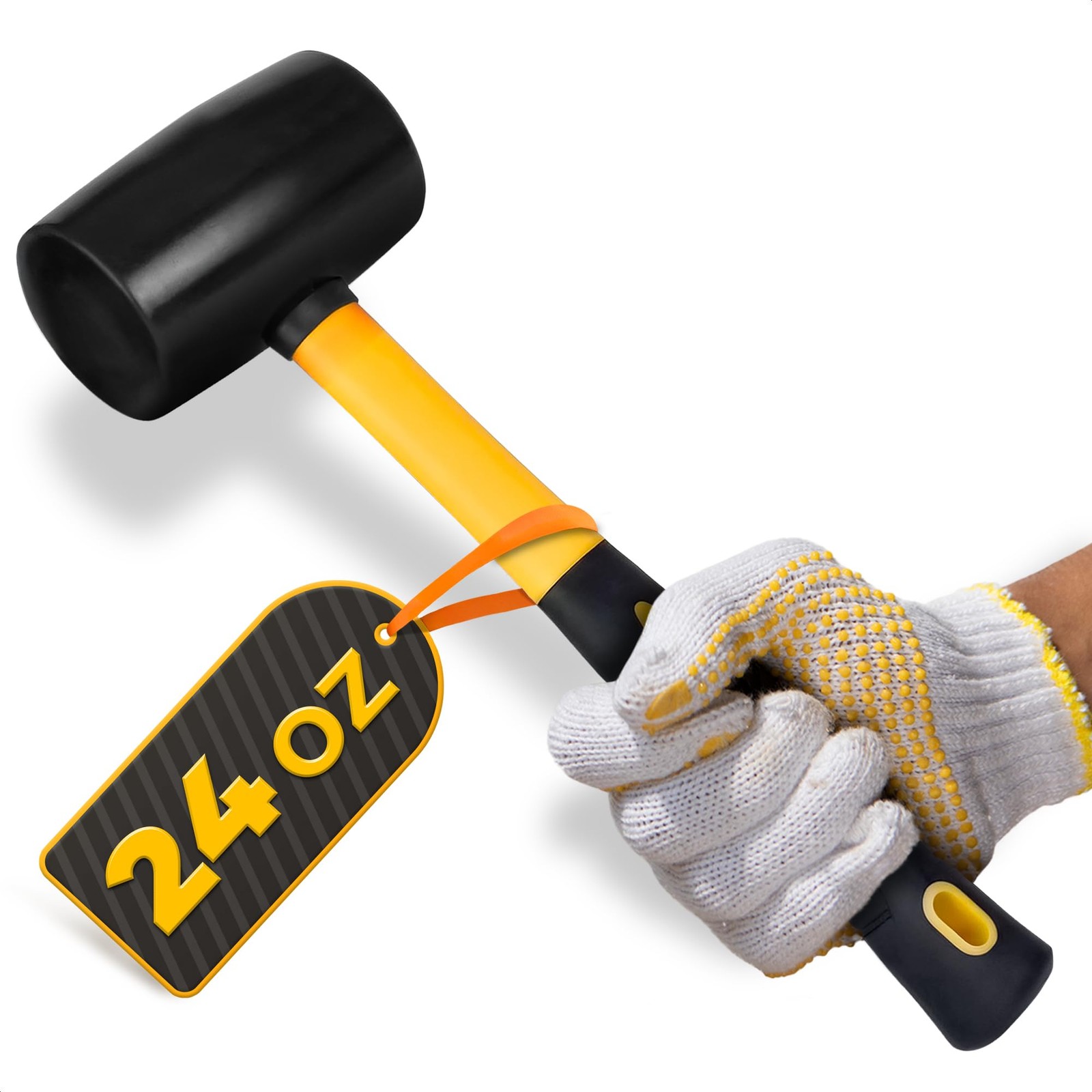 24 Oz Rubber Mallet Hammer for Woodworking, Flooring, Tiling, Camping and More
