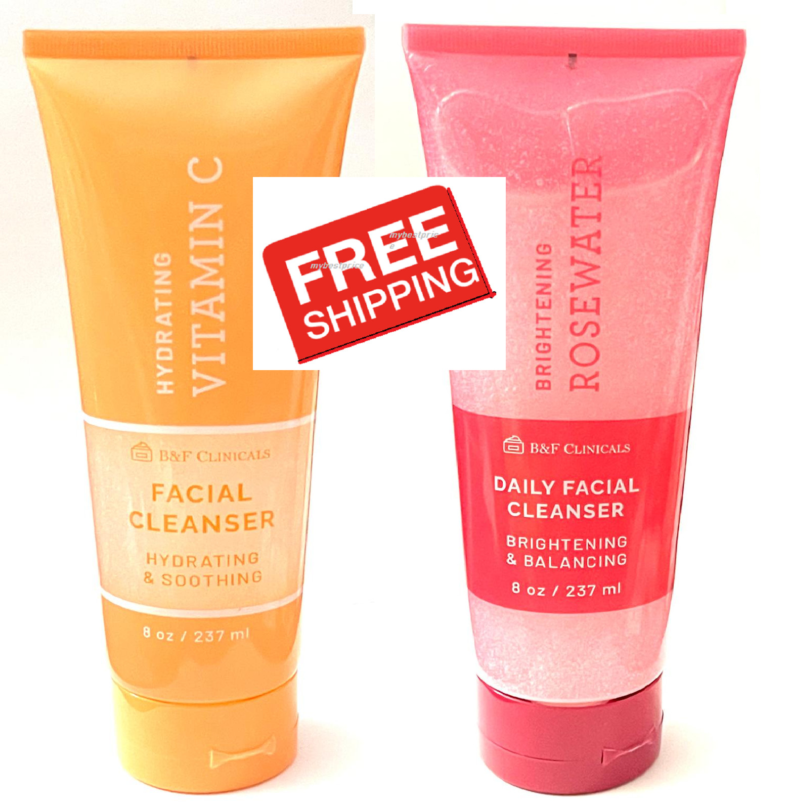 B&F Clinicals Facial Cleanser Vitamin C, Rosewater Brightening, Hydrating