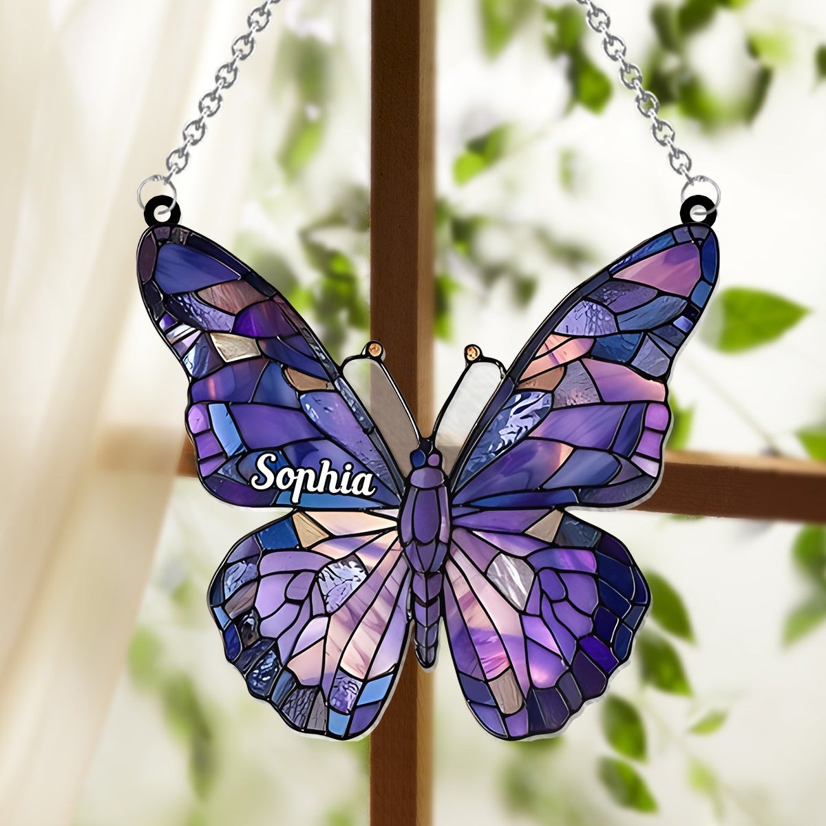 Personalized Butterfly Acrylic Suncatcher Faux Stained Glass Suncatcher Decor