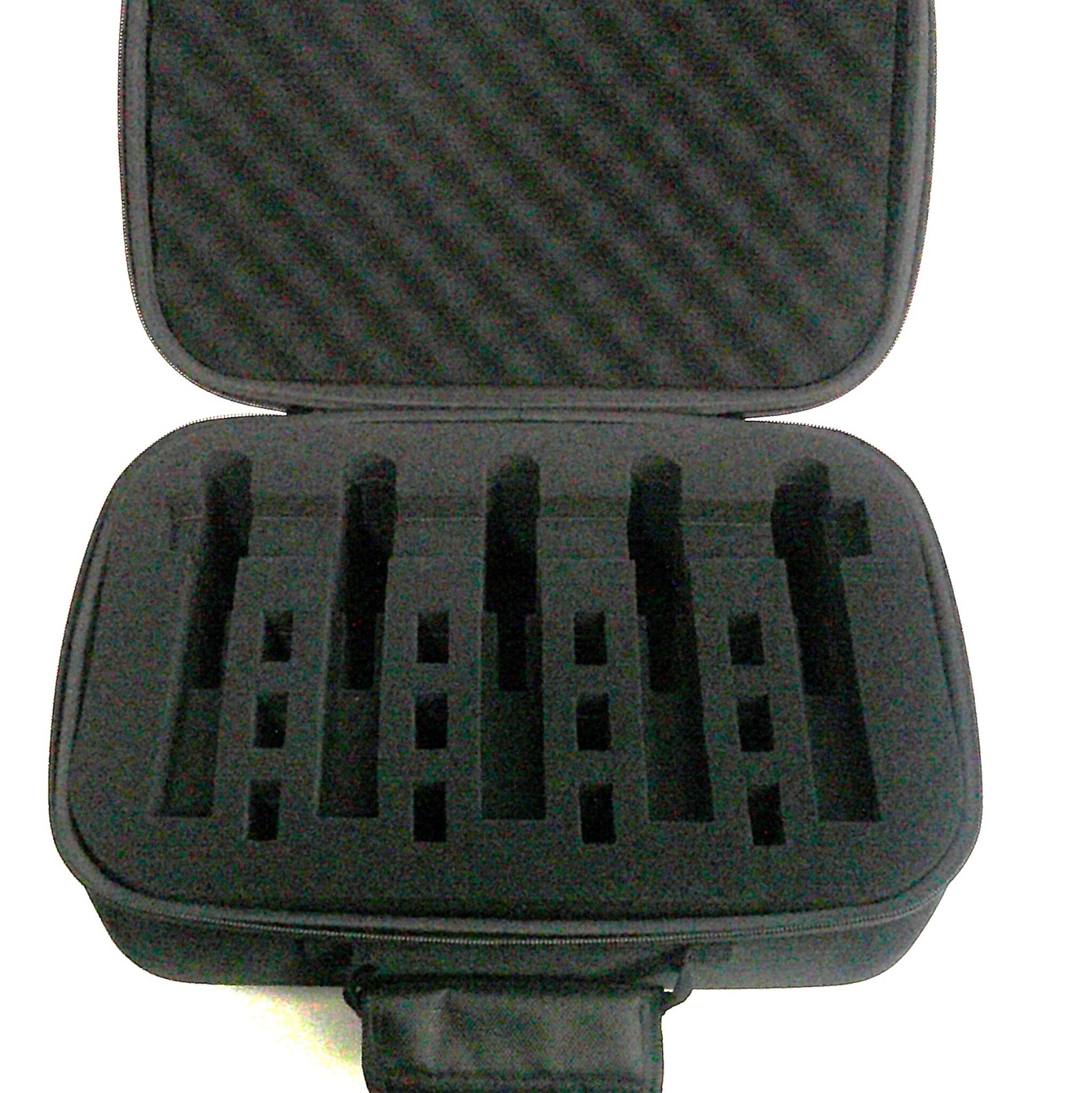 Tactical Case Holds 5 Pistols, 12 Mags Semi-Rigid With Zipper Close Black