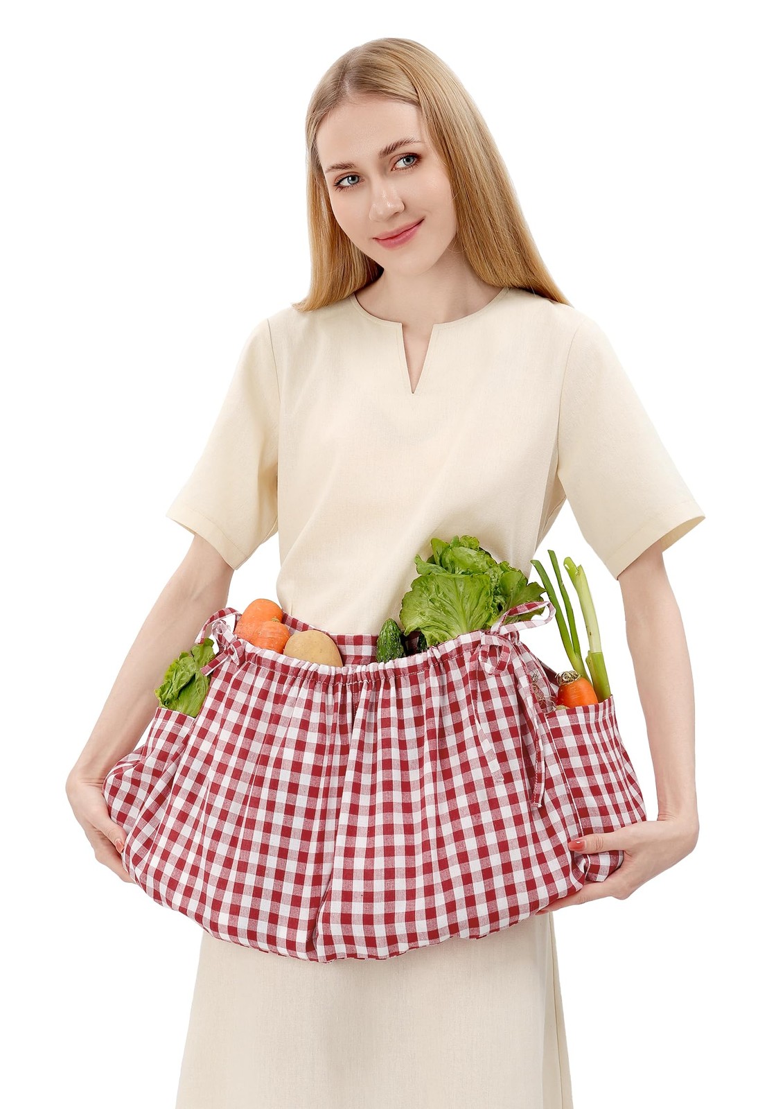 Gardening Apron with pockets Harvest Apron Vegetable Fruit Egg Farm Garden ki...