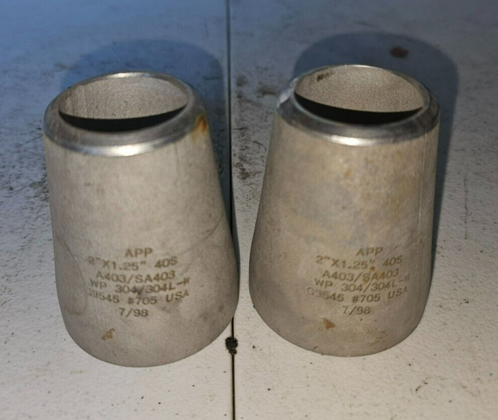 2" x 1.25" Schedule 40 APP Concentric Reducers 304L Stainless Weld Pipe Fitting
