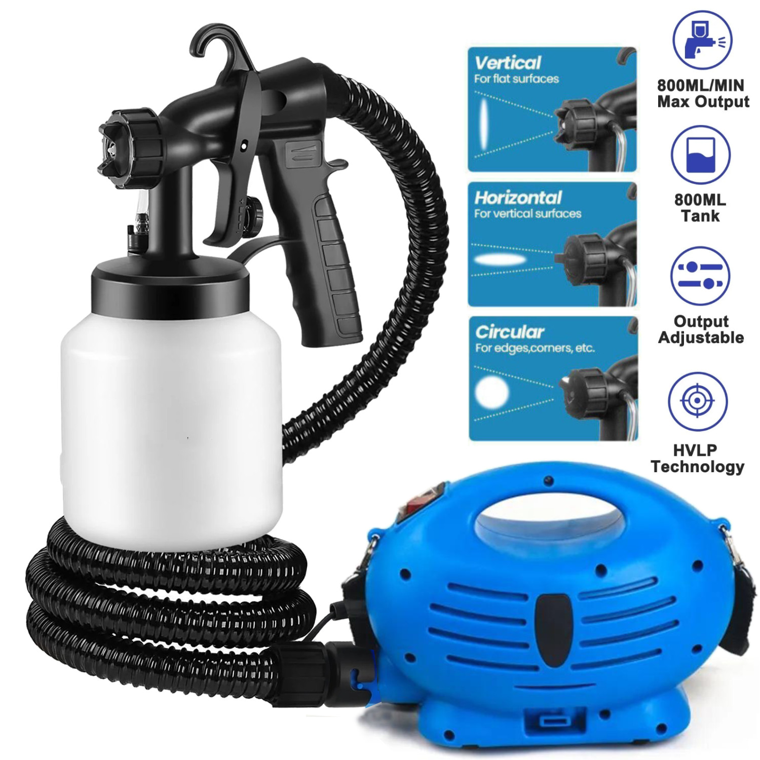 Handheld 650W Electric Spray Gun Painting Tool 800ML HVLP Paint Sprayer Machine
