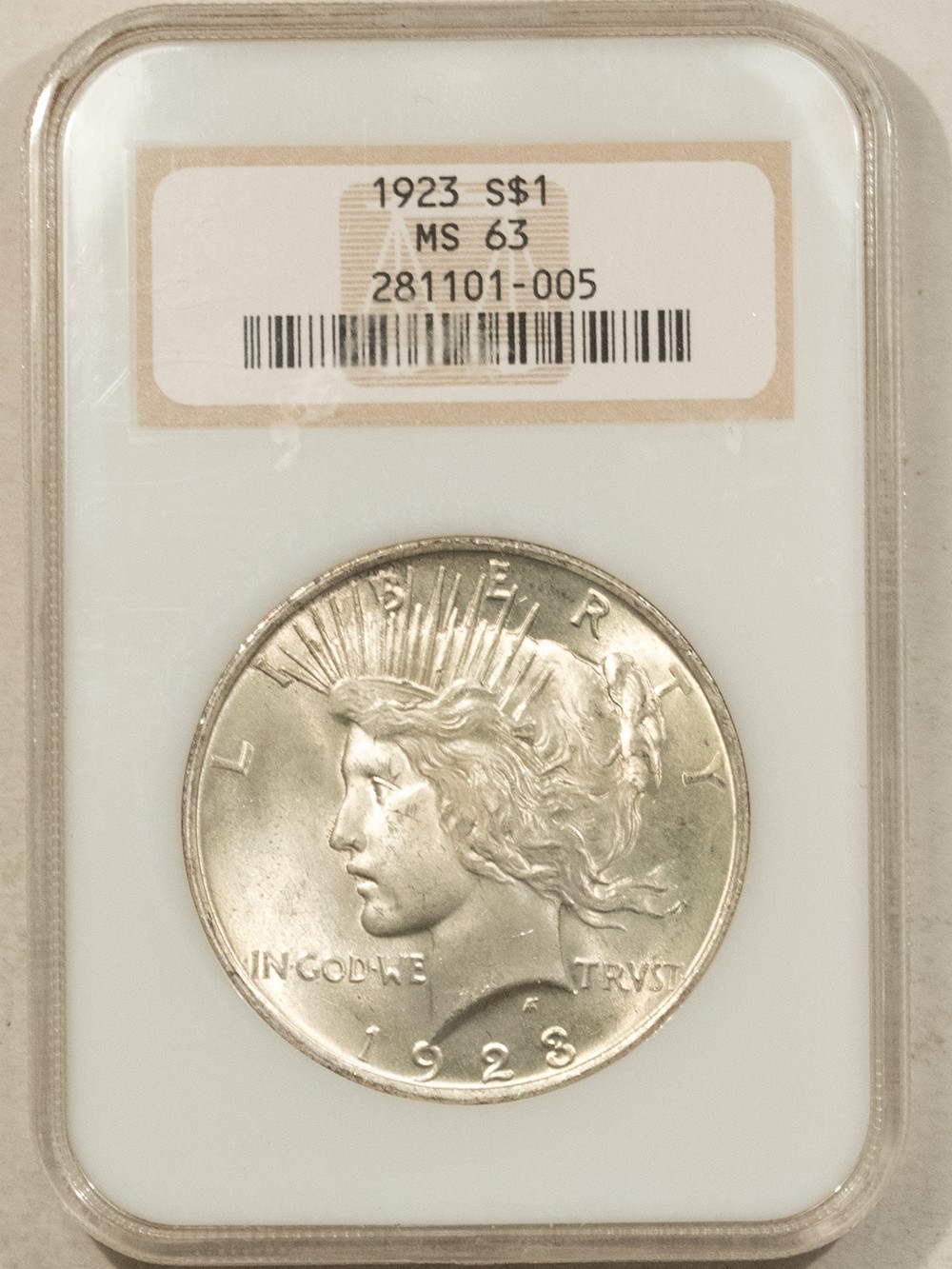 1923 $1 PEACE DOLLAR - NGC MS-63 FATTIE HOLDER, FRESH & SUPER PREMIUM QUALITY!