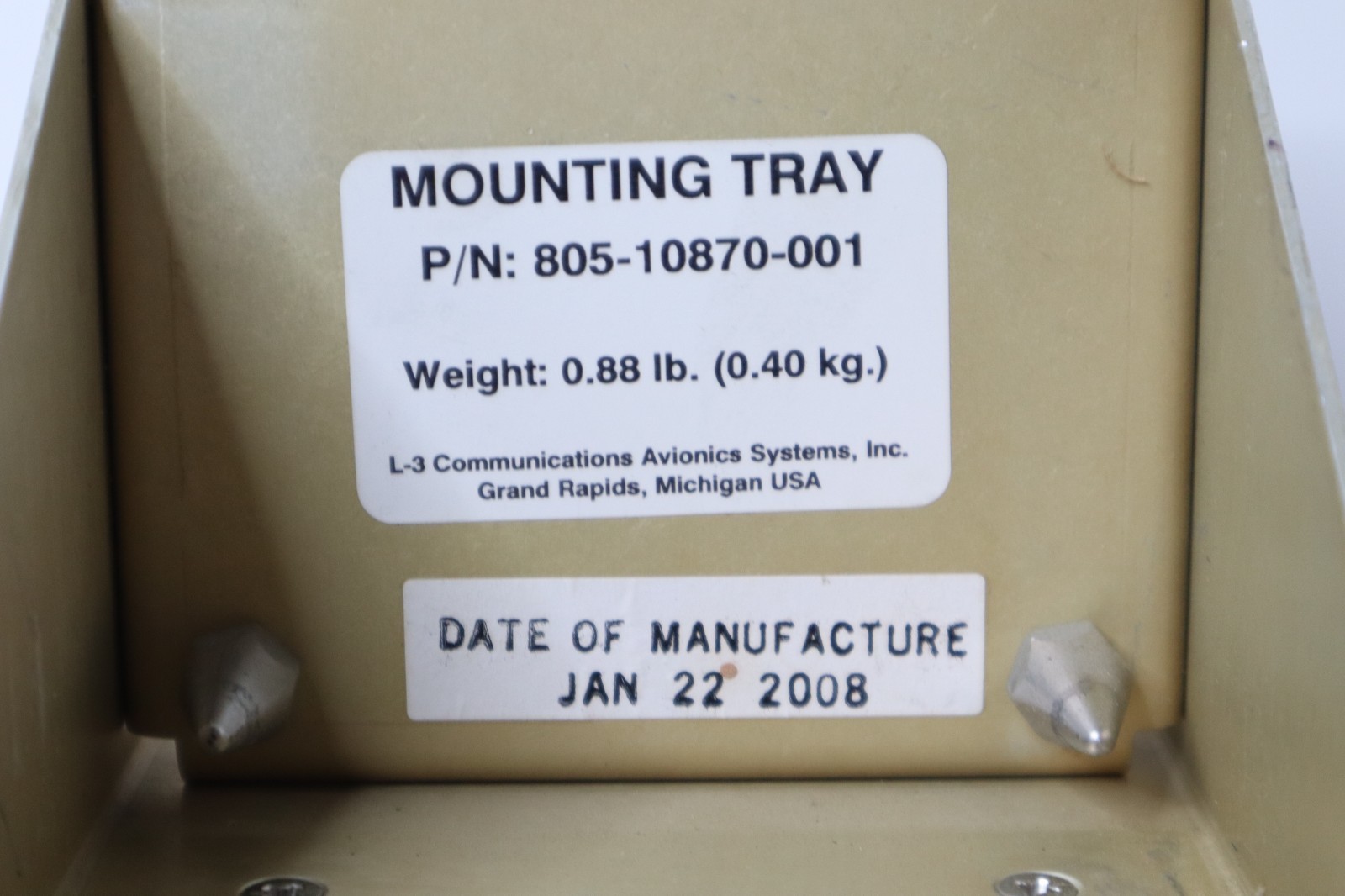 Skywatch TRC497 Traffic Processor Mounting Tray 805-10870-001