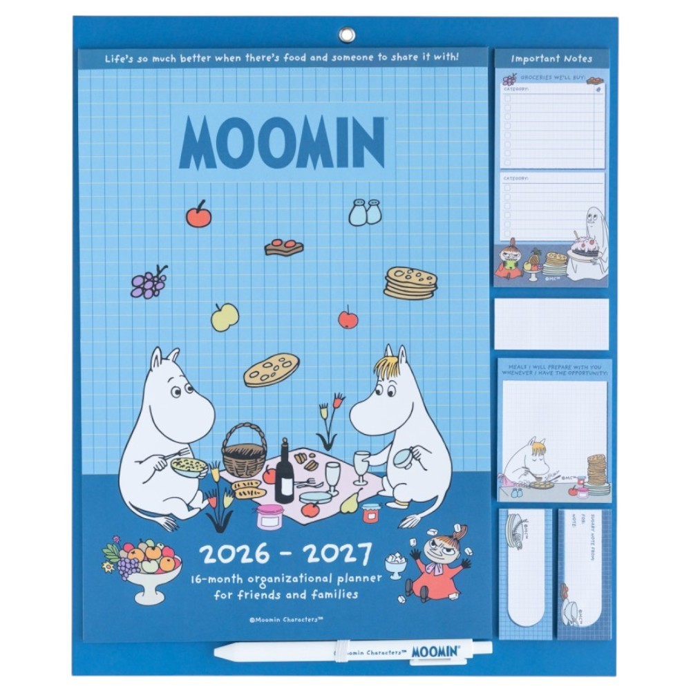 Magnetic monthly wall diary 2026/2027 Erik, The Moomins (English)