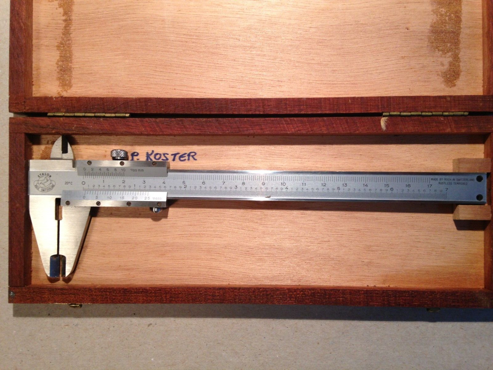 Vintage Etalon Rolle Switzerland Caliper 7 Inch 1/128 1/1000 Orginal Box