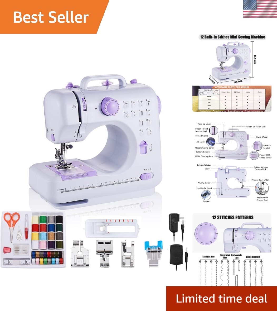 Mini Electric Sewing Machine with 12 Stitches – Perfect for Beginners