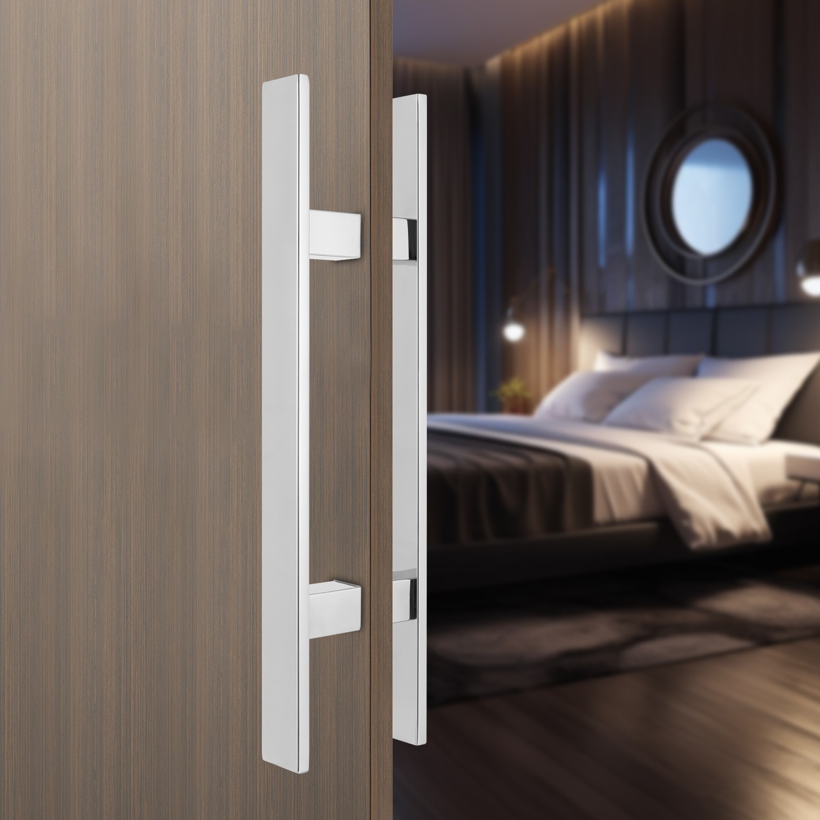 Stainless Steel Double Sided Push Pull Door Handle, H-shaped Door Pull Handle~