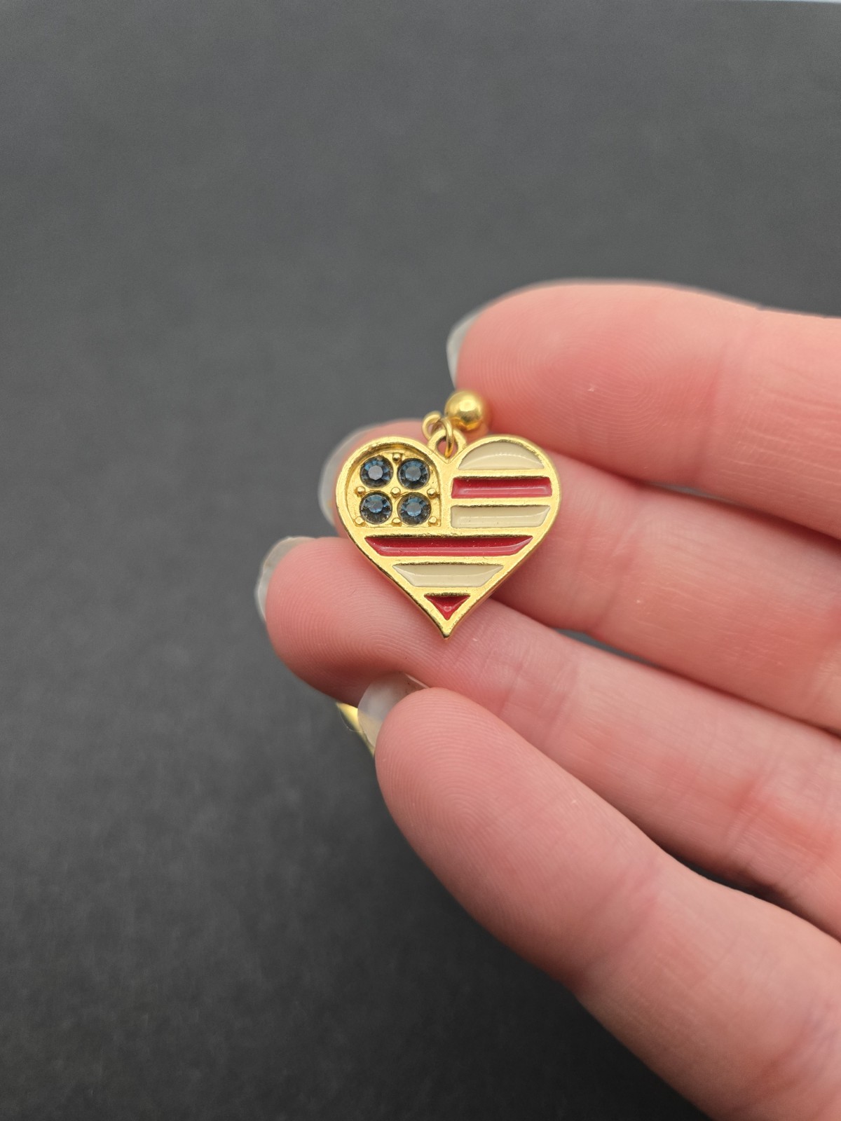 American Flag Heart Pierced Earrings