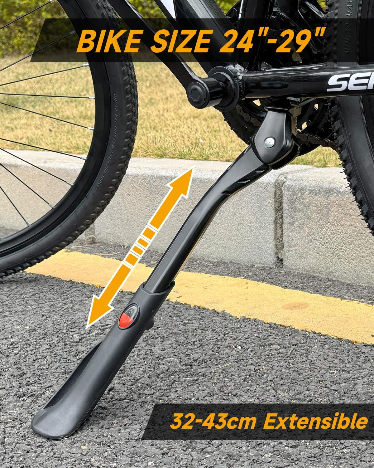 Bike Kickstand 24-29" Heavy Duty Bike Kickstand for Adult Bike Center Mount Base