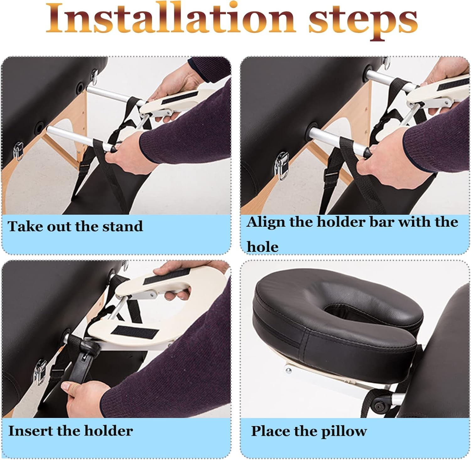 Massage Headrest - Aluminum Adjustable U-Shaped Pillow for Bed