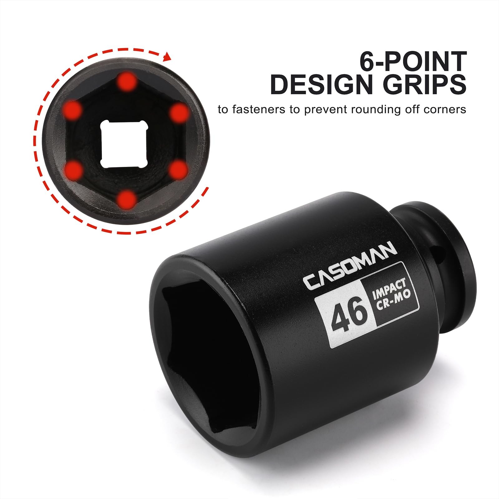 3/4"Drive Deep Impact Socket-46mm, Jumbo Impact Socket, Metric, 6-Point, CR-M...
