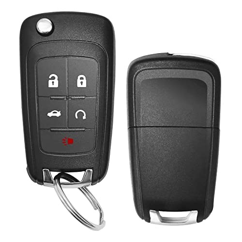 Flip Chevy Key Fob Keyless Entry Remote Start Control Replacement, 5-BTN-2Pcs
