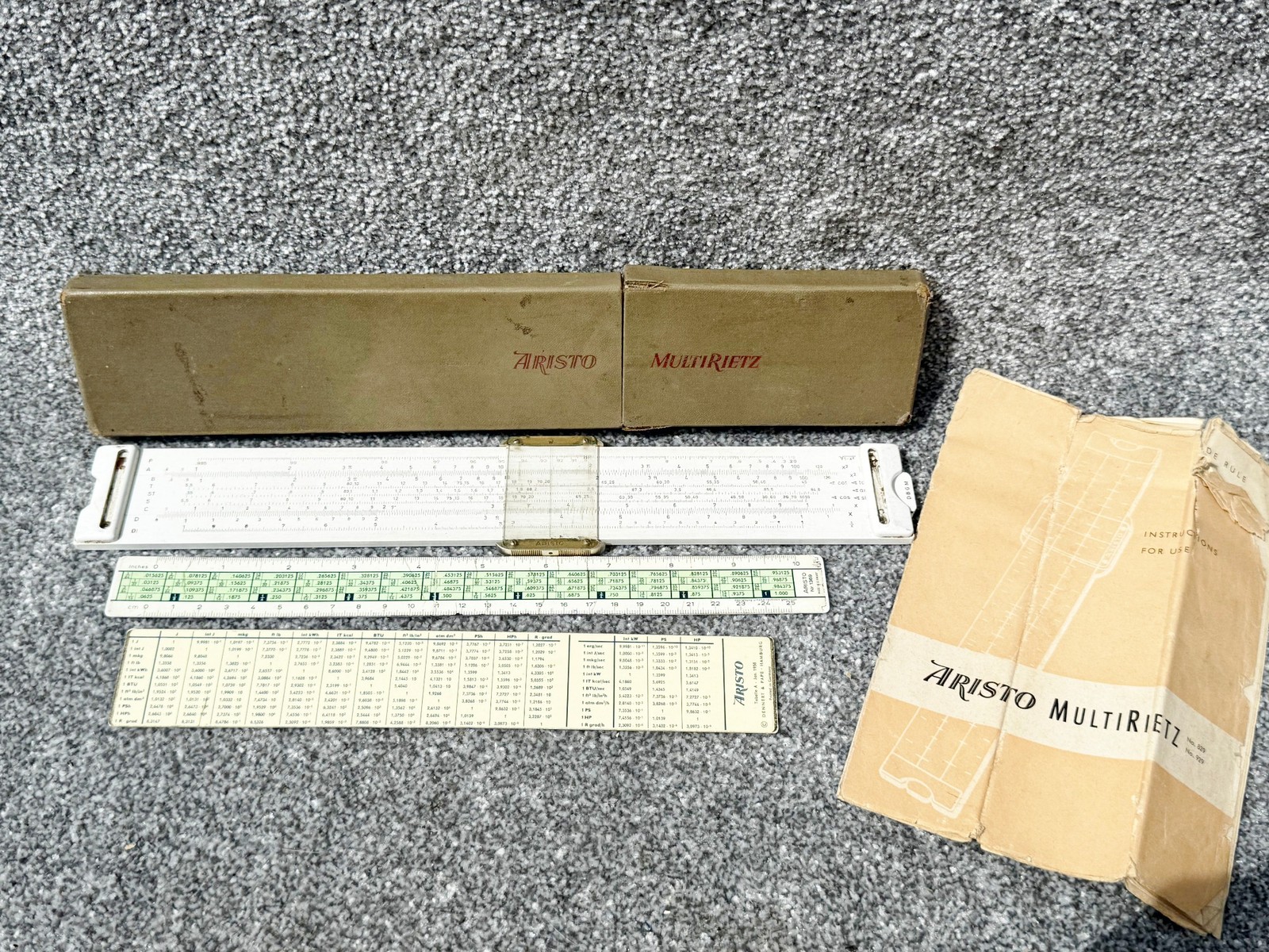 VINTAGE ARISTO MULTIRIETZ NO 629 SLIDE RULE 1958 ENGINEERING SCIENTIFIC COMPLETE