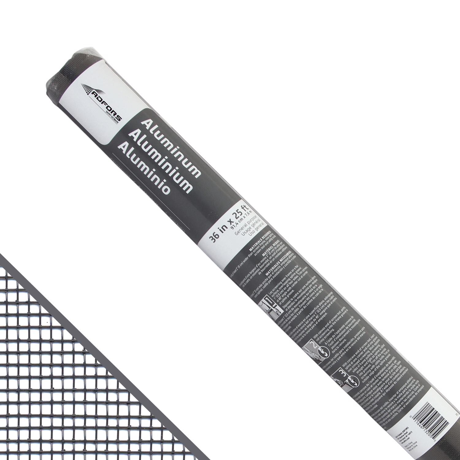 Adfors FCS9364-M Aluminum Charcoal Door and Window Screen 25 L ft. x 36 W in.