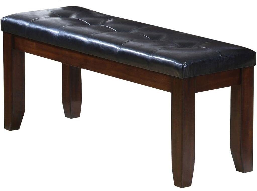 48 Black and Espresso Upholstered Faux Leather Bench