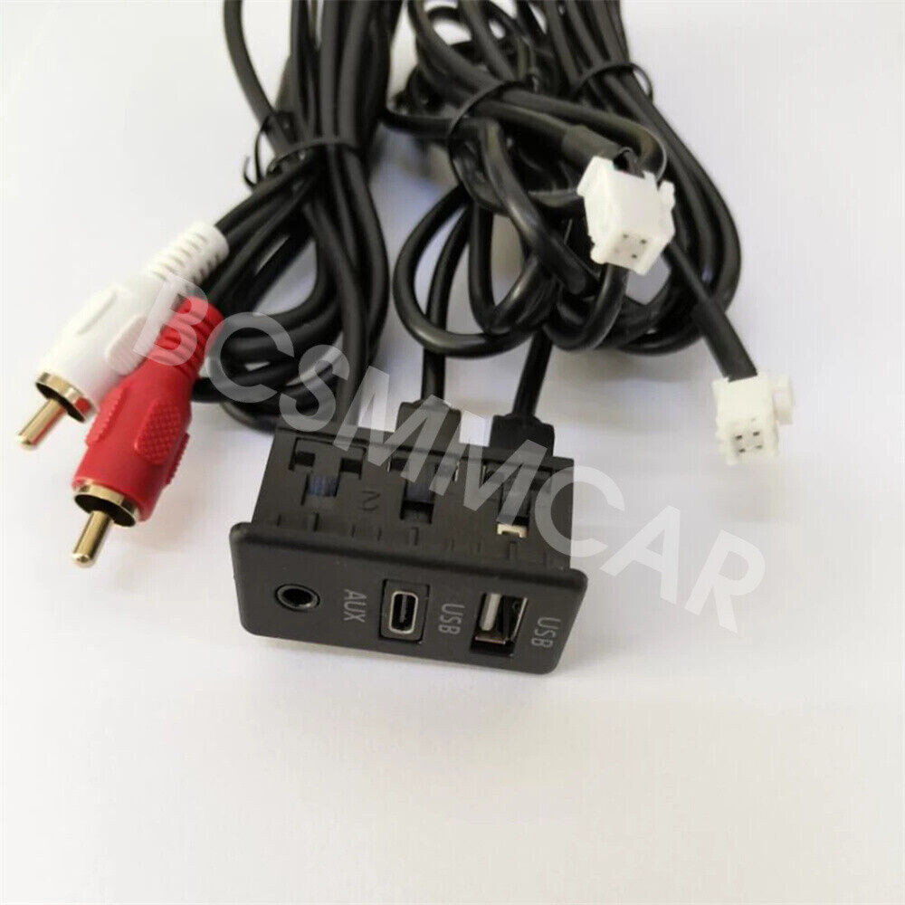 RCA Type-C USB AUX Port Panel Extension Cable Adapter For Car Dash Flush Mount