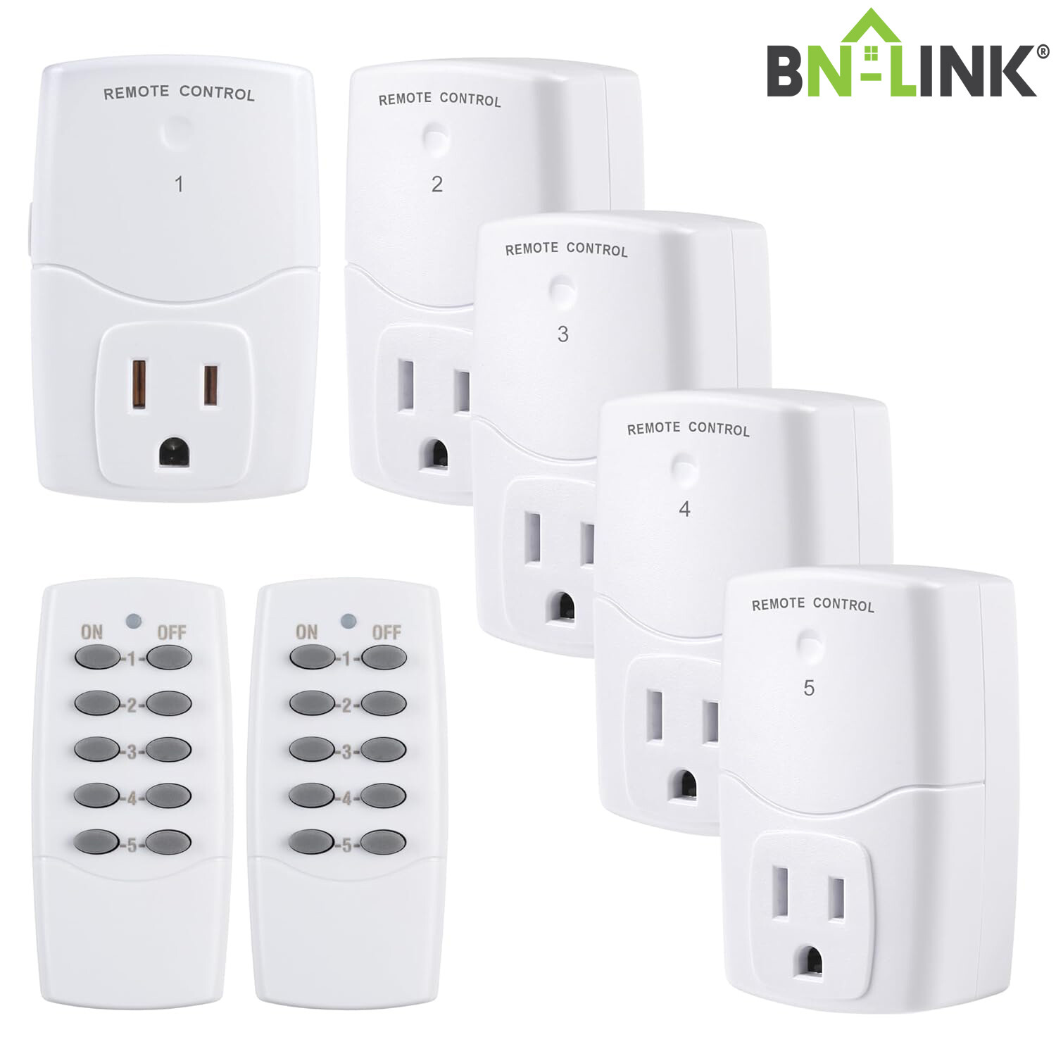 BN-LINK Wireless Remote Control Outlet Switch Power Plug In for lights LED bulbs