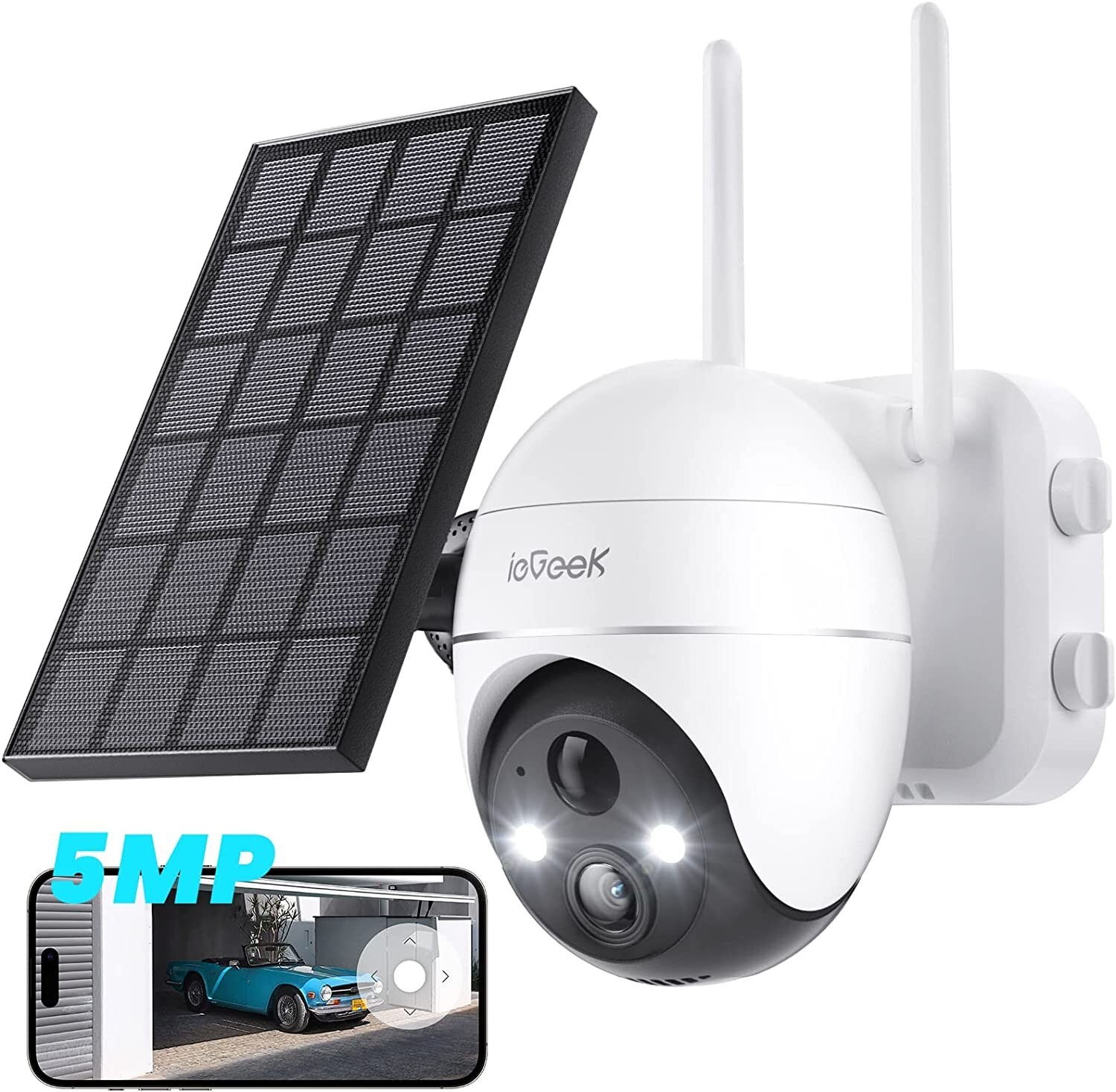 ieGeek Outdoor 5MP Solar Security Camera Wireless Home WiFi Battery CCTV System