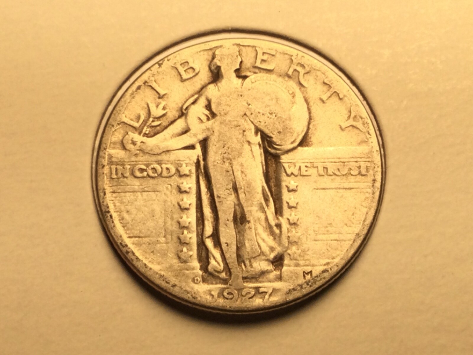 1927-D Standing Liberty Quarter in very good