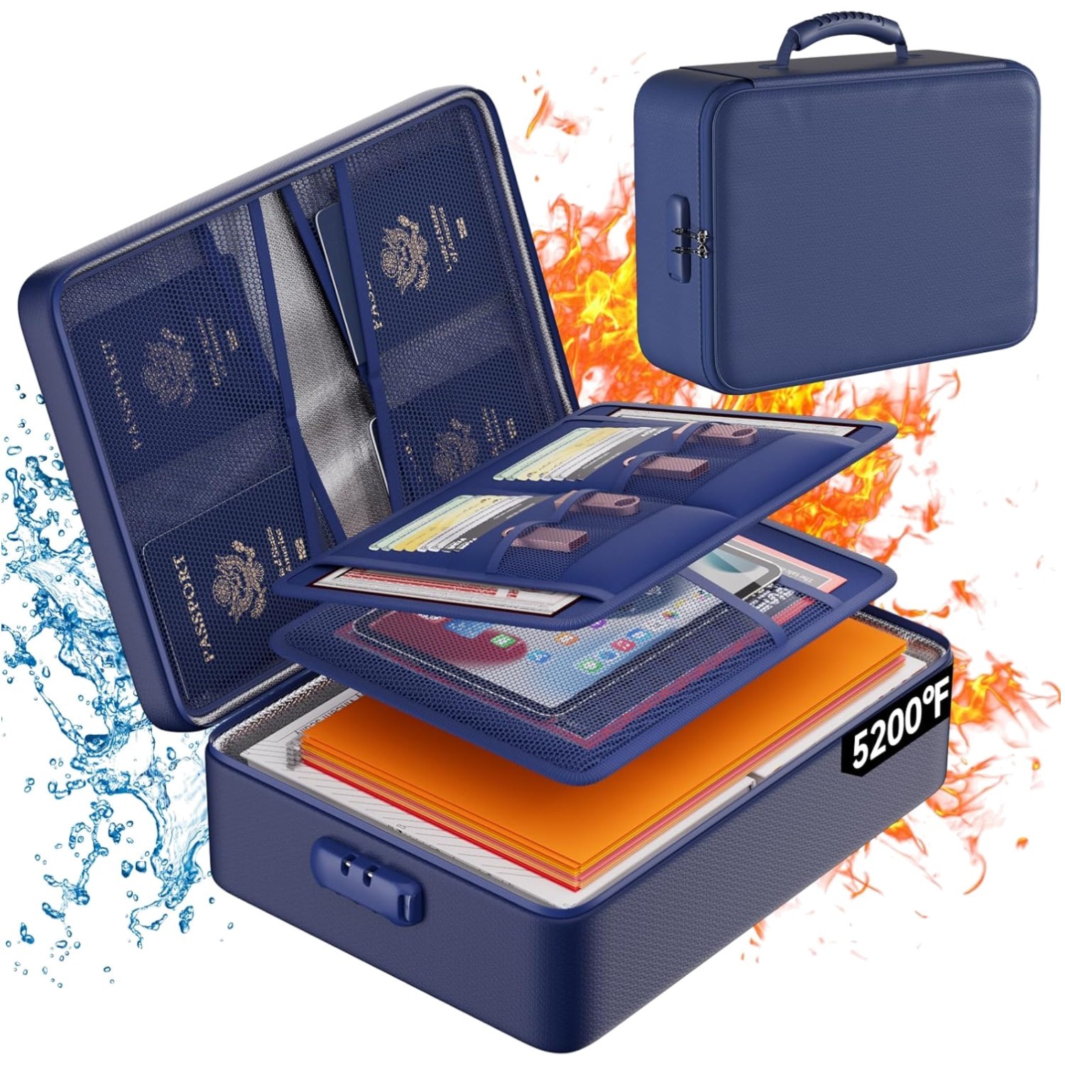 Upgraded Fireproof & Waterproof Document Organizer - 8 Layers for Secure Storage