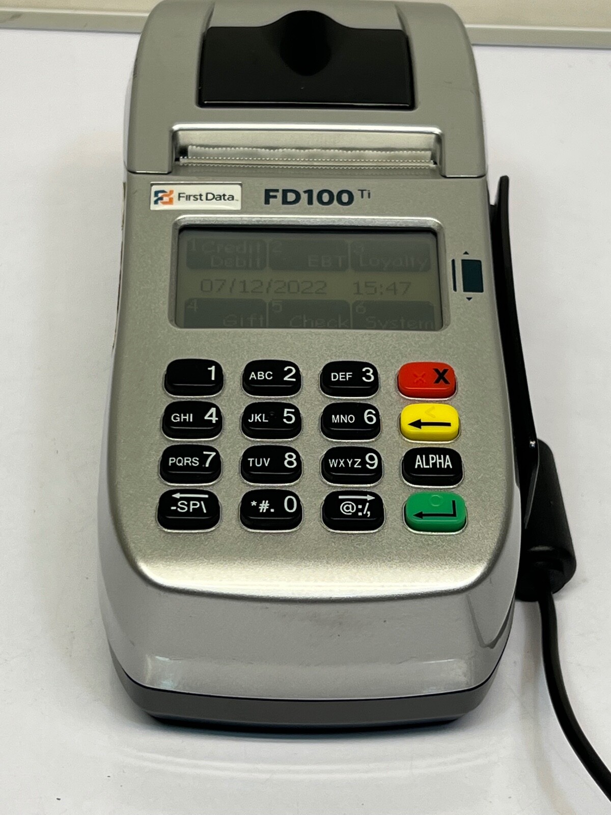 First Data FD100ti Silver Credit Card Terminal - Power cord