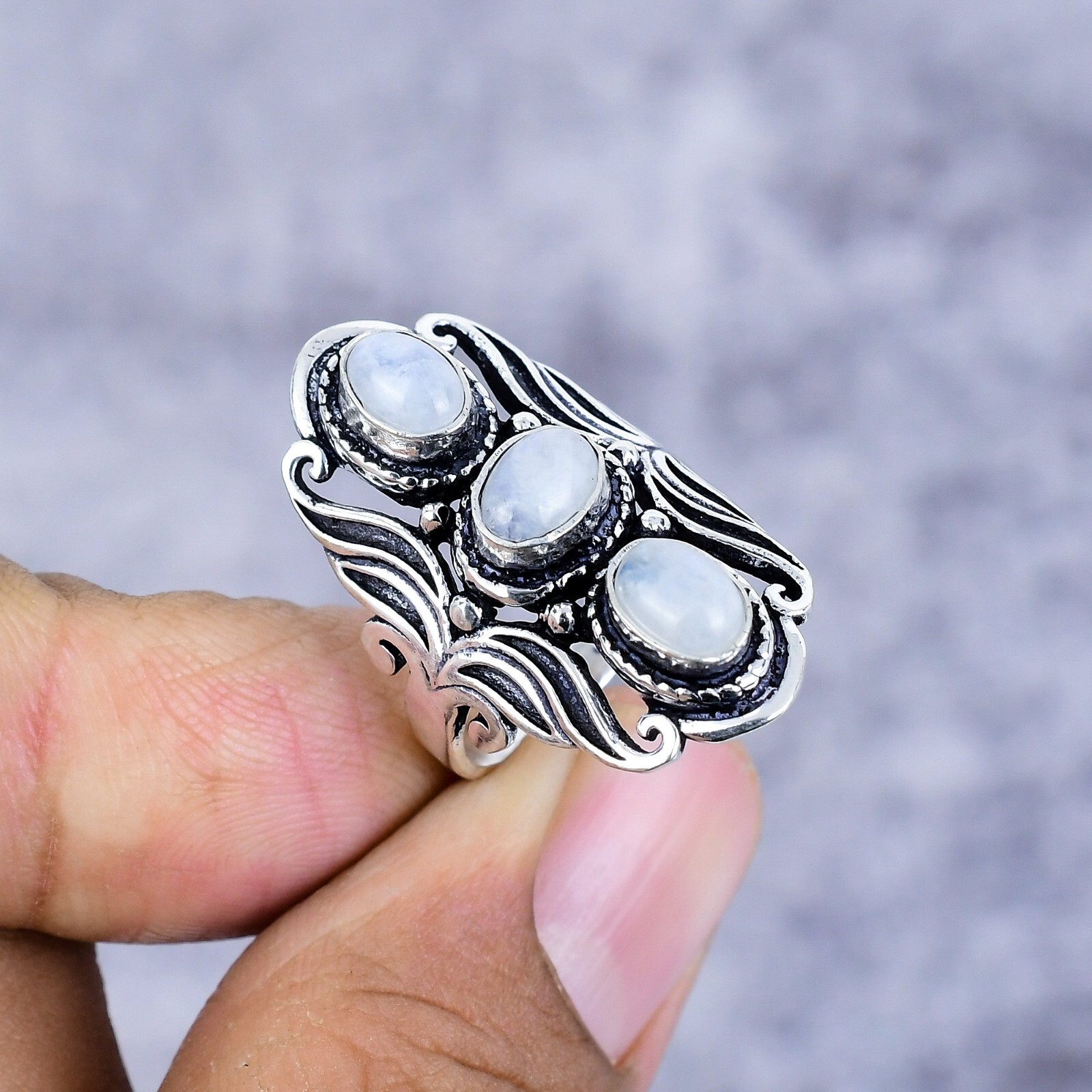 Moonstone Ring Gemstone Handmade 925 Sterling Silver Ring  Jewelry For Women