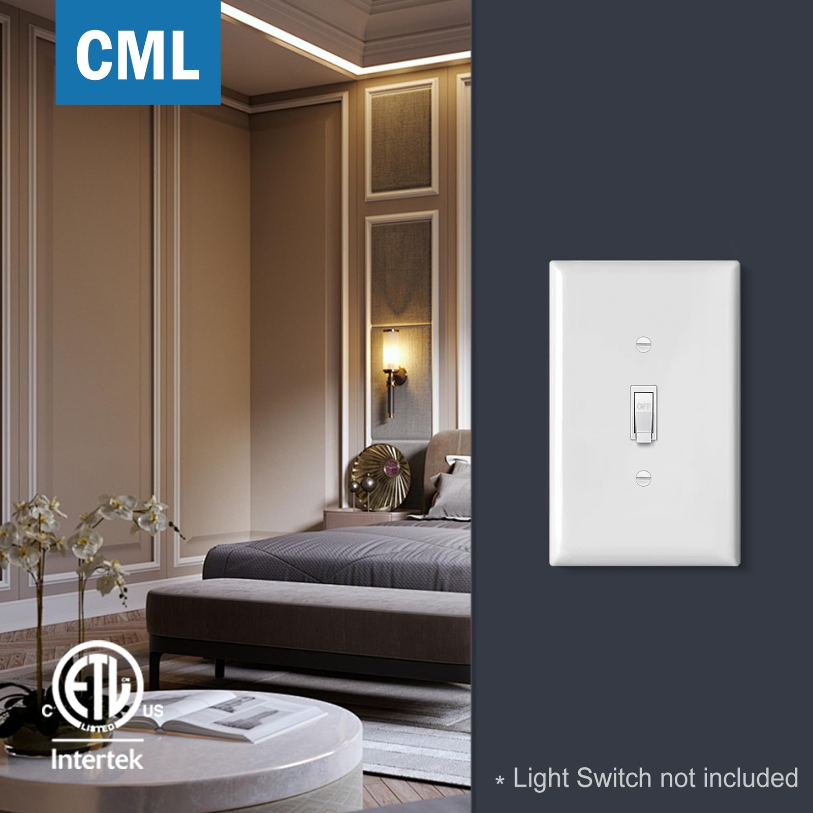 CML Jumbo Toggle Light Switch Wall Plate, 20 Pack Oversized Light Switch Cove...