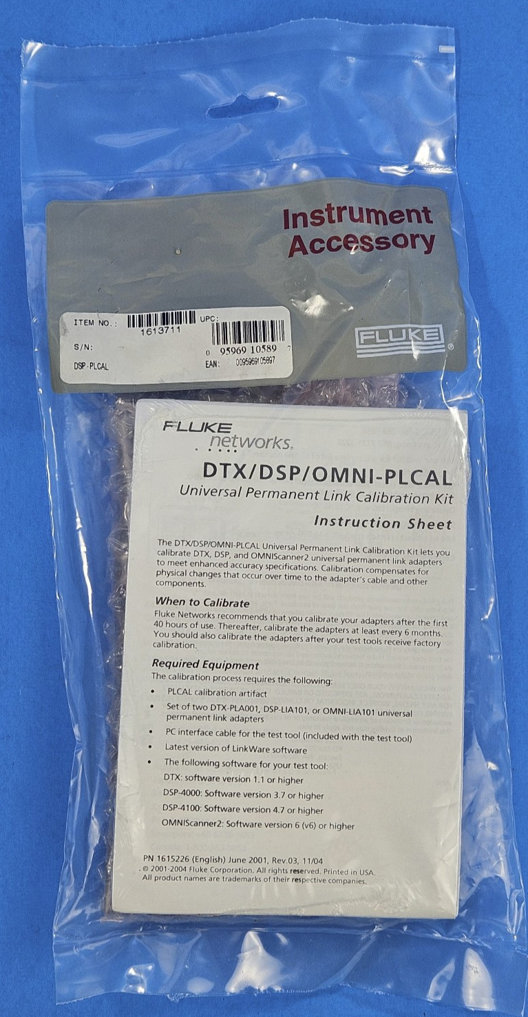 Fluke DTX / DSP / OMNI - PLCAL Universal Permanent Link Calibration Kit