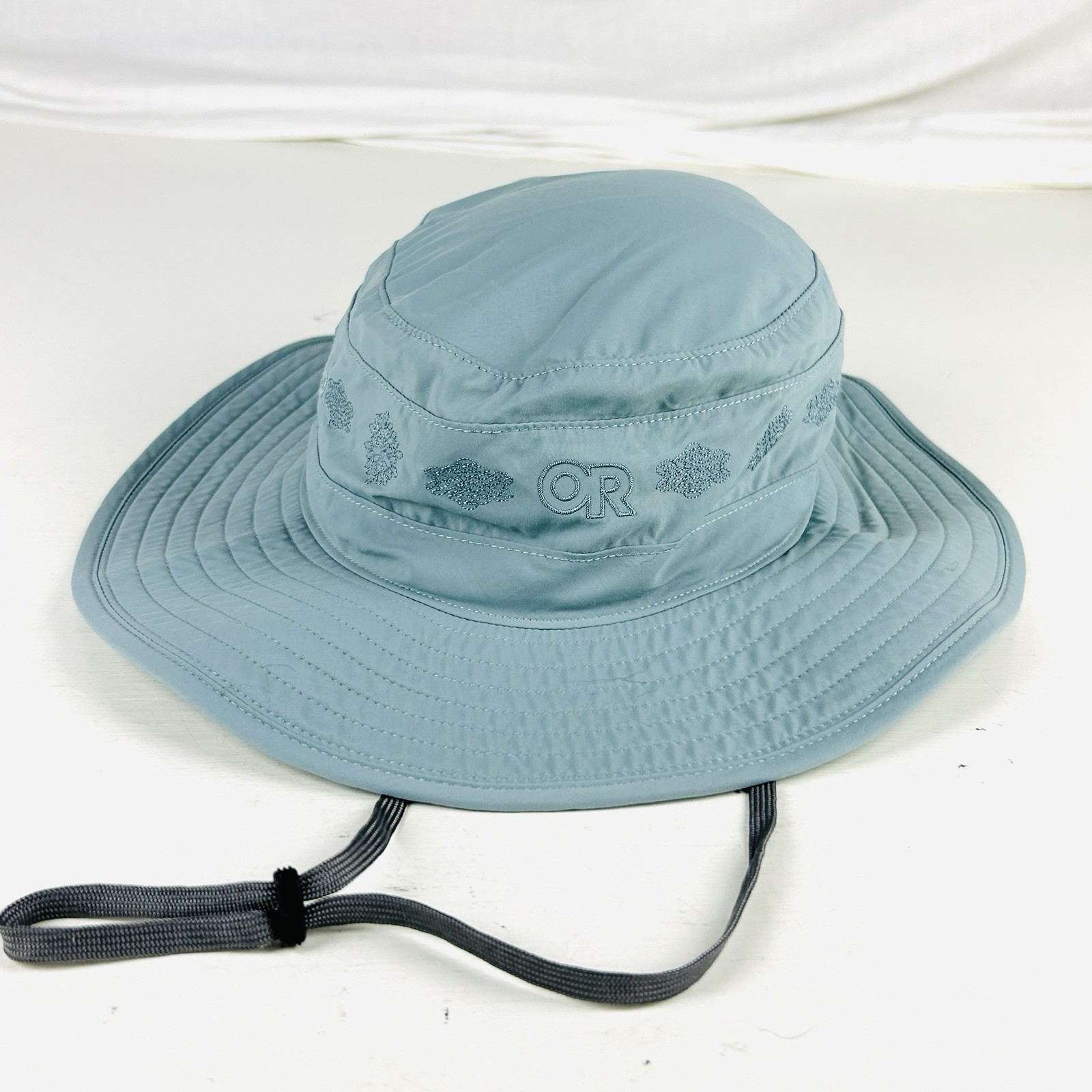 Outdoor Research OR Sun Hat Green Wide Brim Chin Strap Hiking Womens Small