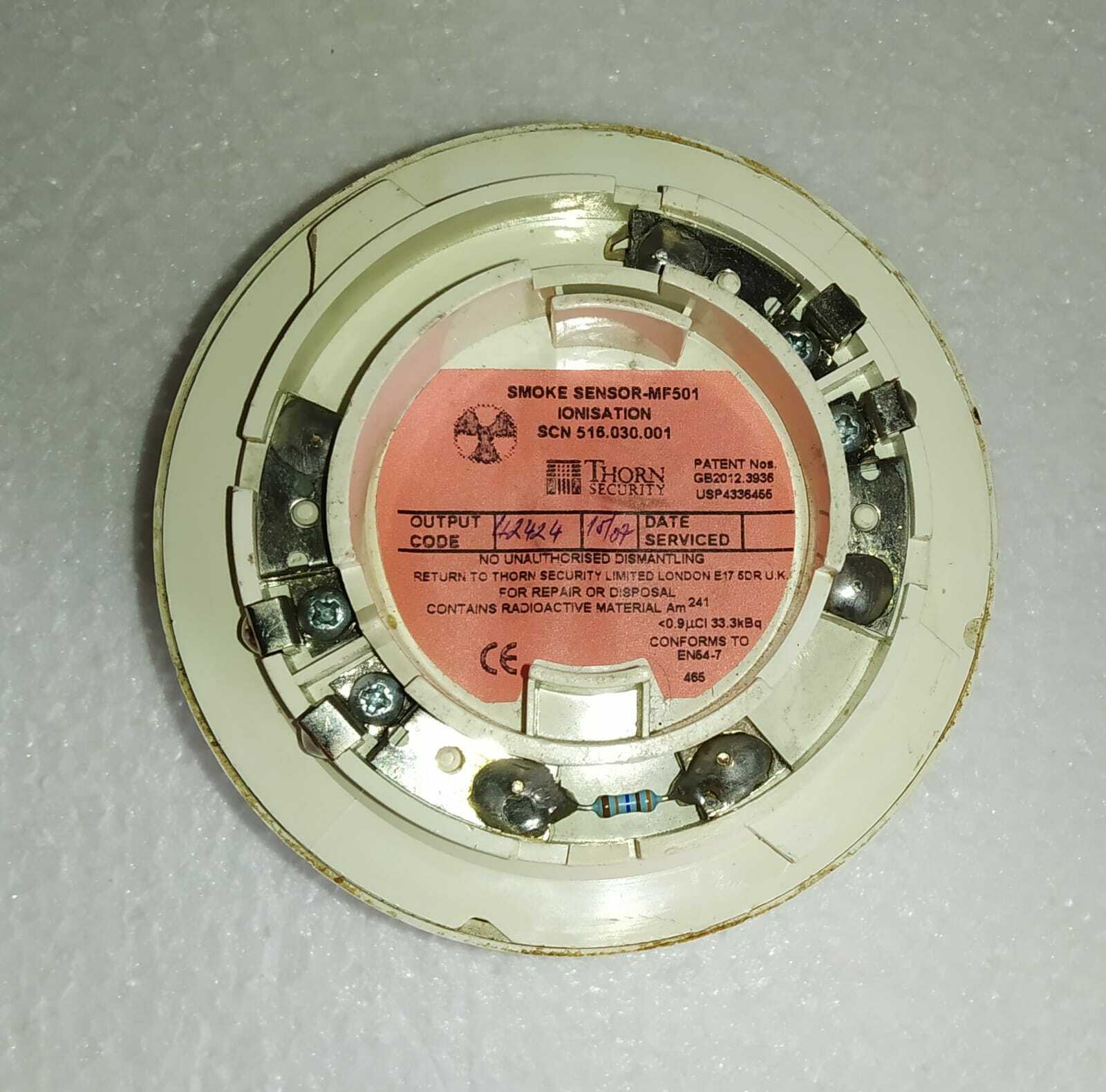 MF501 IONISATION SMOKE SENSOR 516.030.001 THORN SECURITY LIMITED