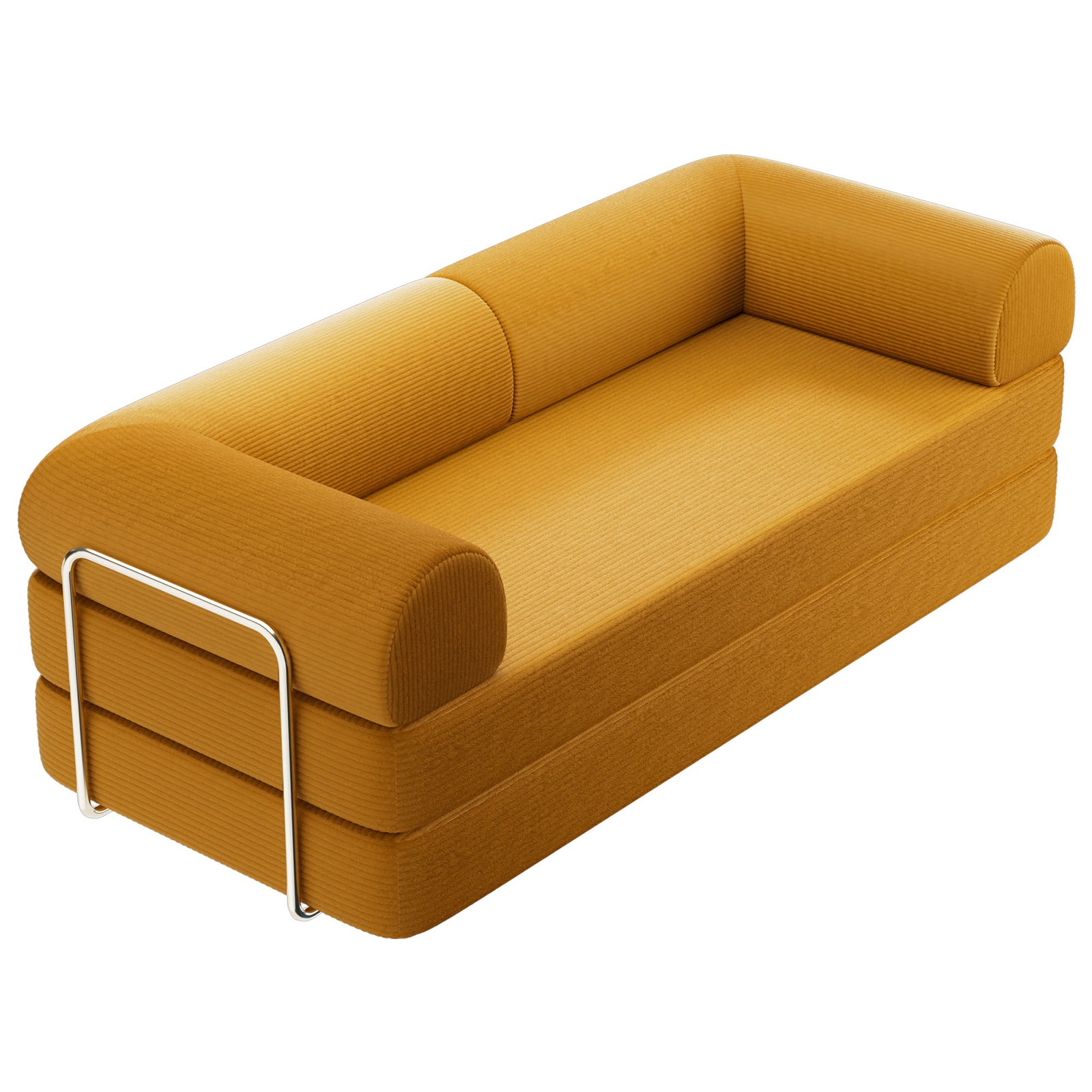 Compressed Foam Sofa Corduroy Ginger 79" Contemporary Sleeper Couch