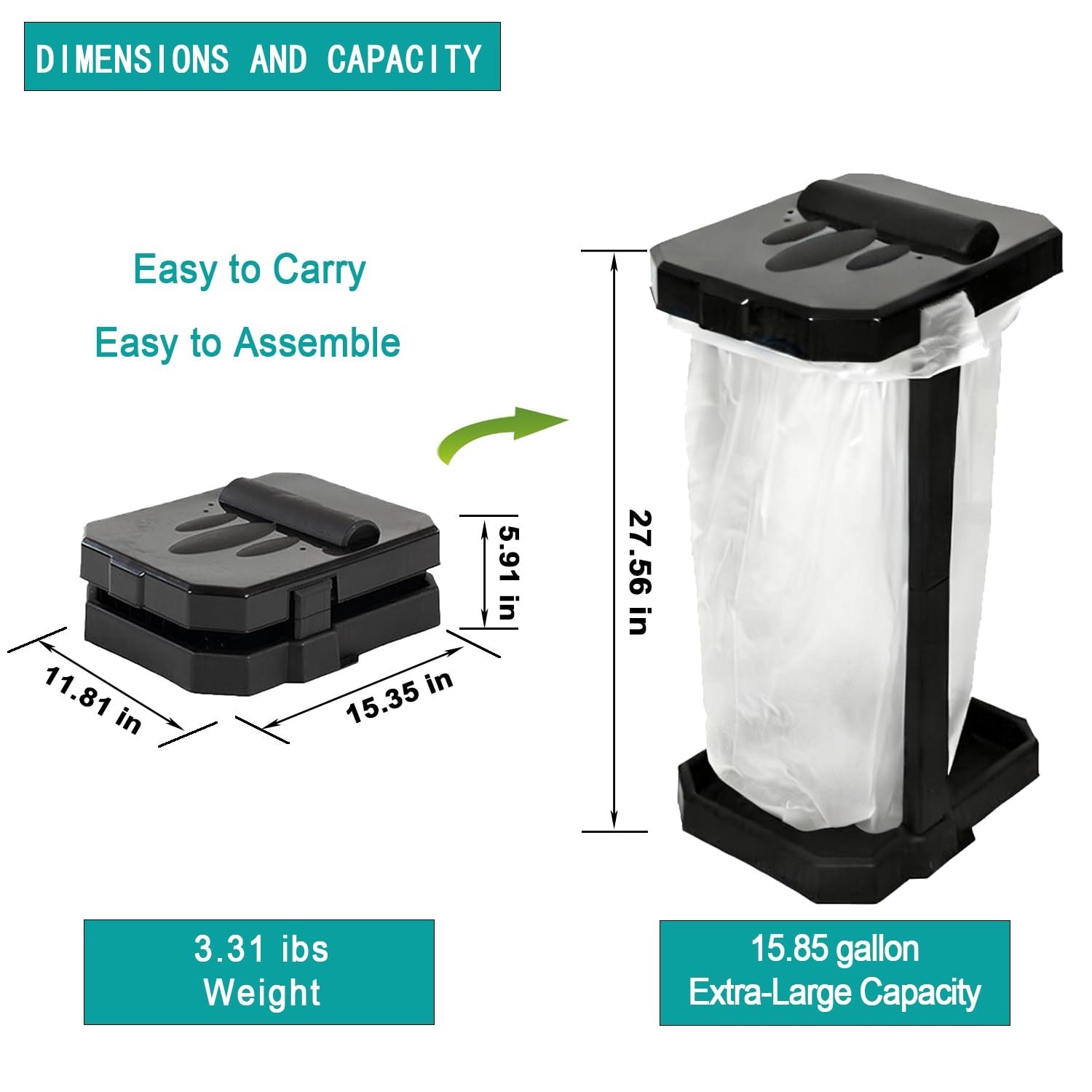 Trash containers adapted for use in vehicles, Collapsible Trash Can & Portabl...