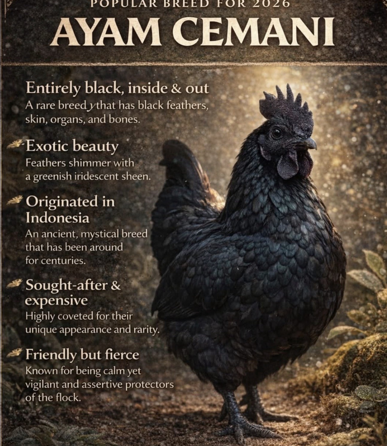 Ayam Cemani Fertilized Hatching Eggs 6 Pack