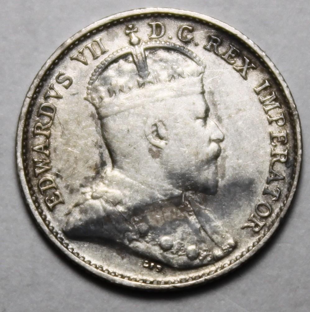Canada 1908 Large Date Silver 5 Cents (C337)