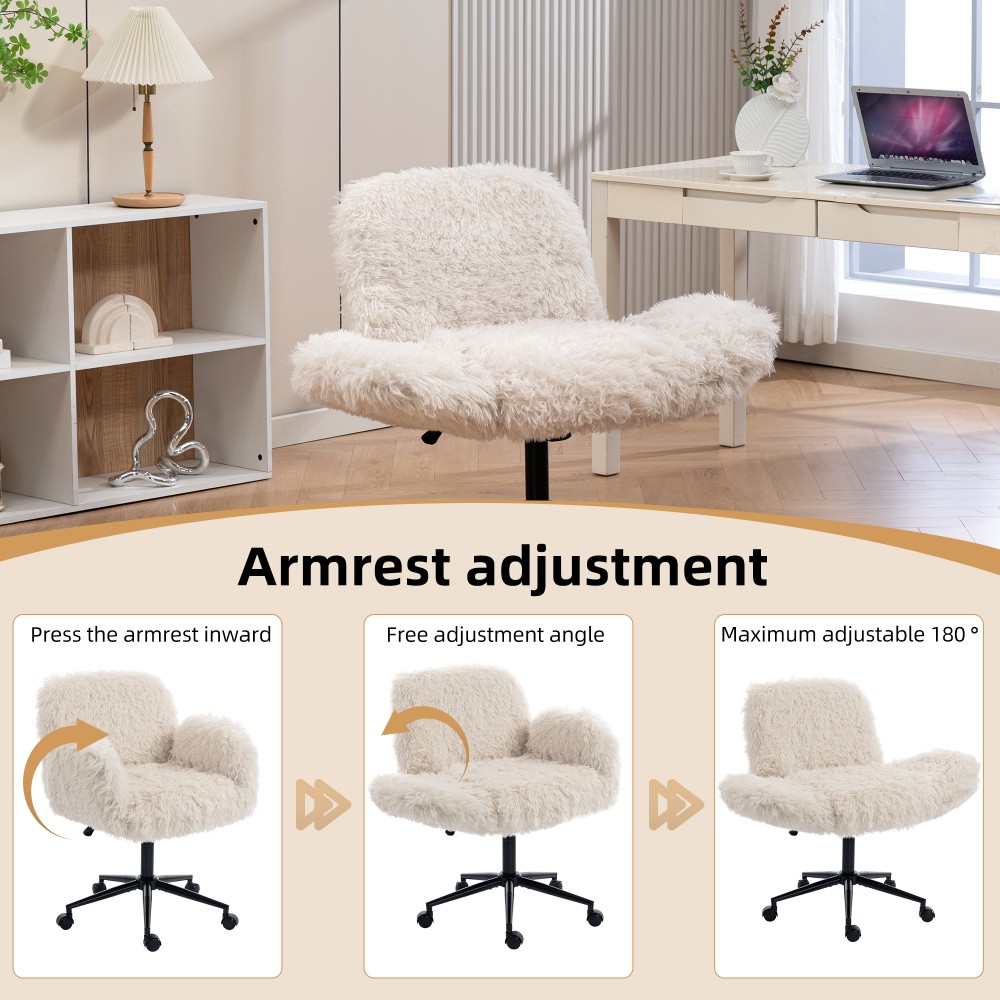 Leisure chair with 5-speed adjustable armrests, wheels, and a rotatable backrest